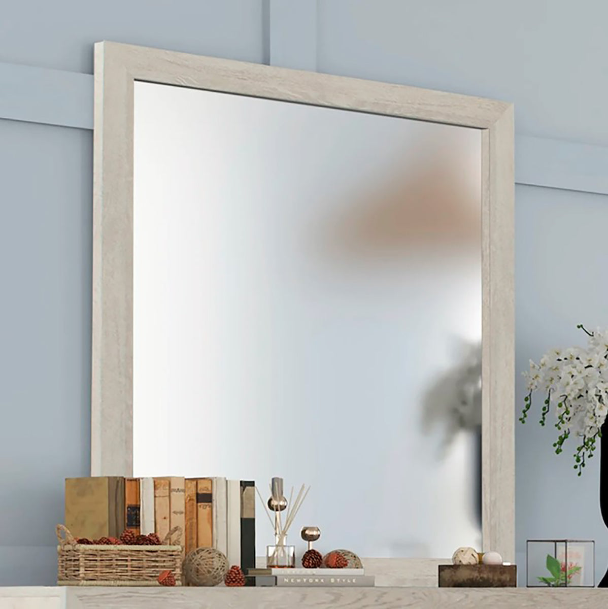 Crown Mark Furniture Jaylen Dresser Mirror in Gray