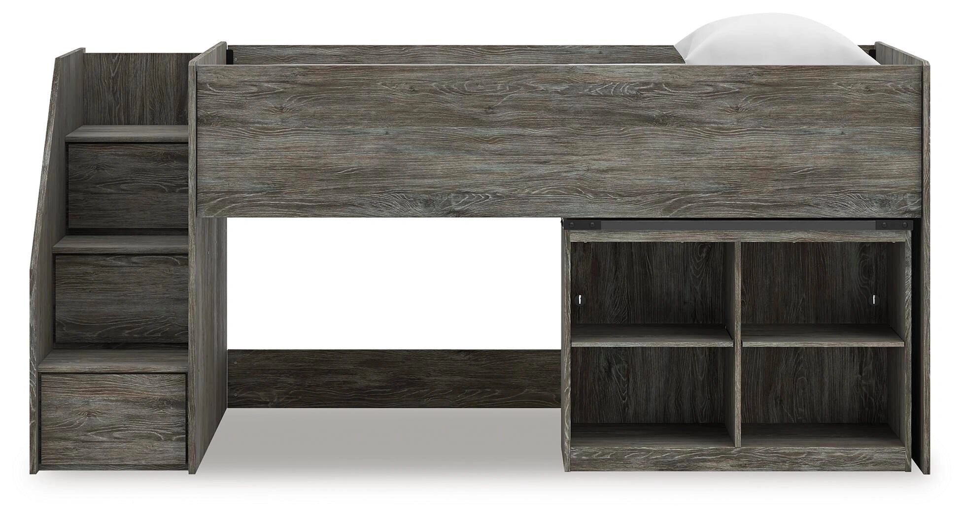 Frandern Loft Bed with Bookcase Storage
