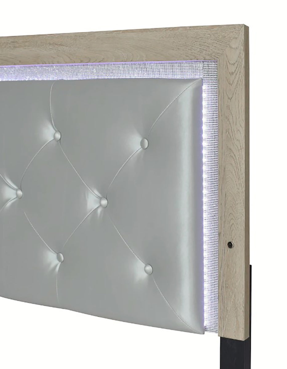 Crown Mark Furniture Jaylen Queen Upholstered Panel Bed in Gray