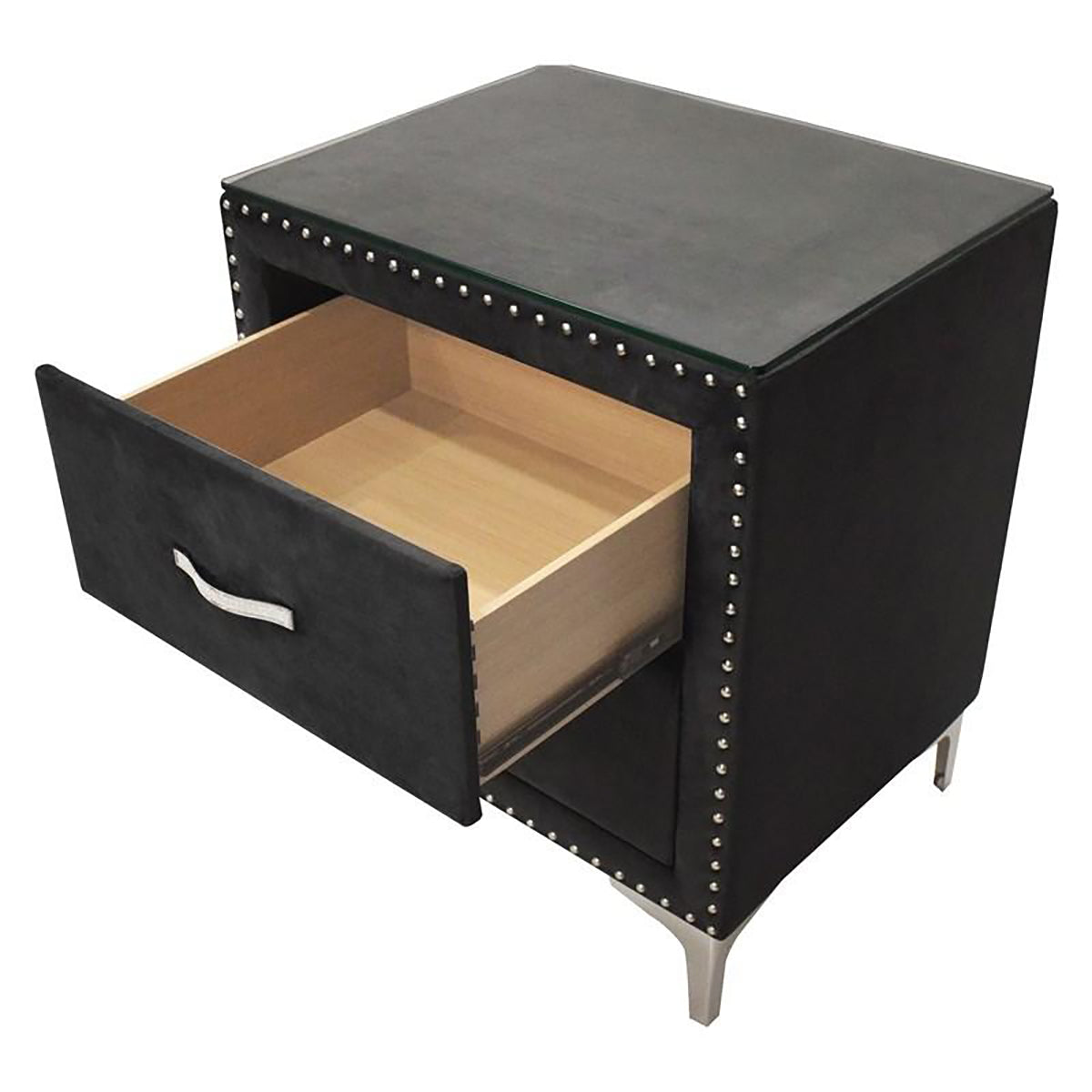 Crown Mark Furniture Lucinda 2 Drawer Nightstand in Black