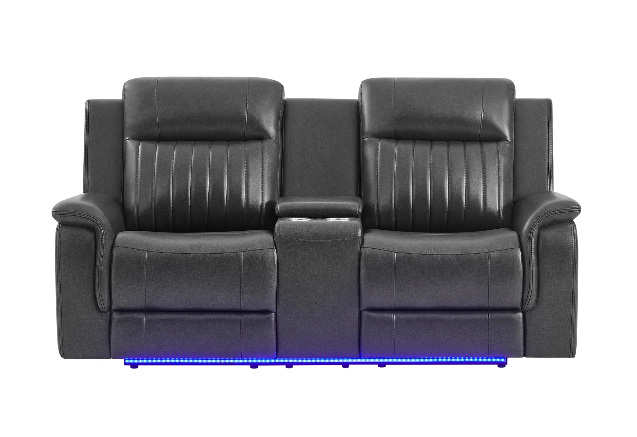 U8879 Charcoal Pwr Rec Sofa/Pwr Con Rec Loveseat/Pwr Rec W/LED & Gl Ss