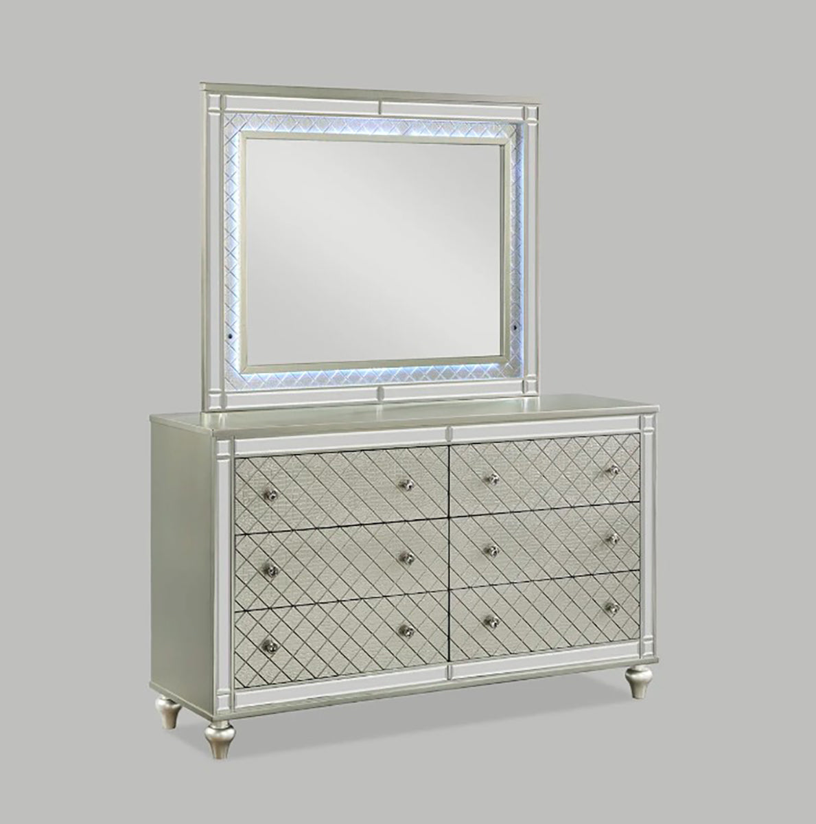 Crown Mark Furniture Cristian Dresser Mirror in Beige