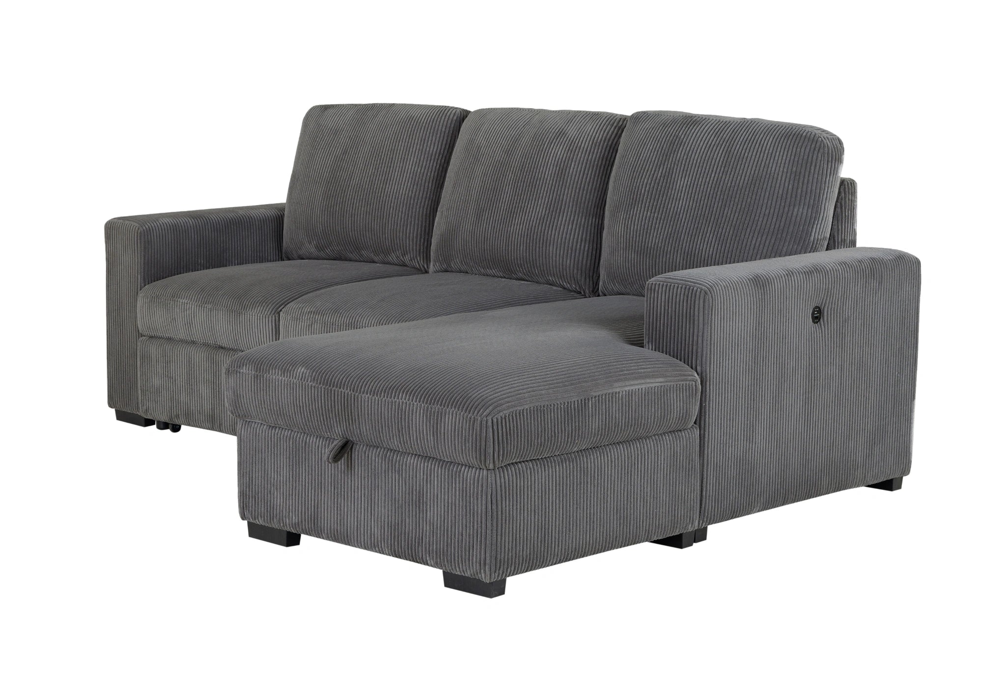 U2660 Grey L Sofa Bed Sectional Without Pullout