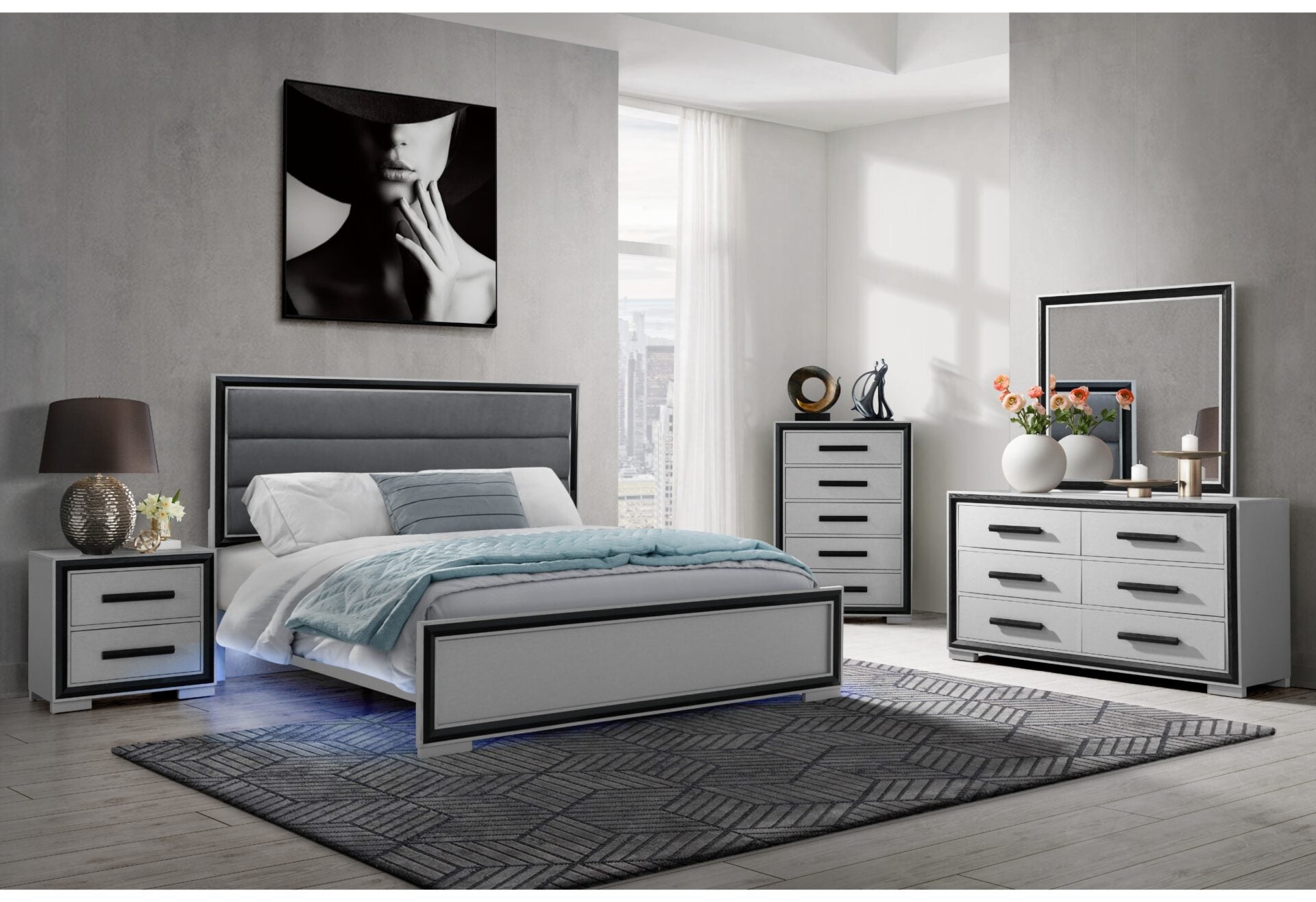 grey bed and black dresser What Color Dresser Goes With a Grey Bed?