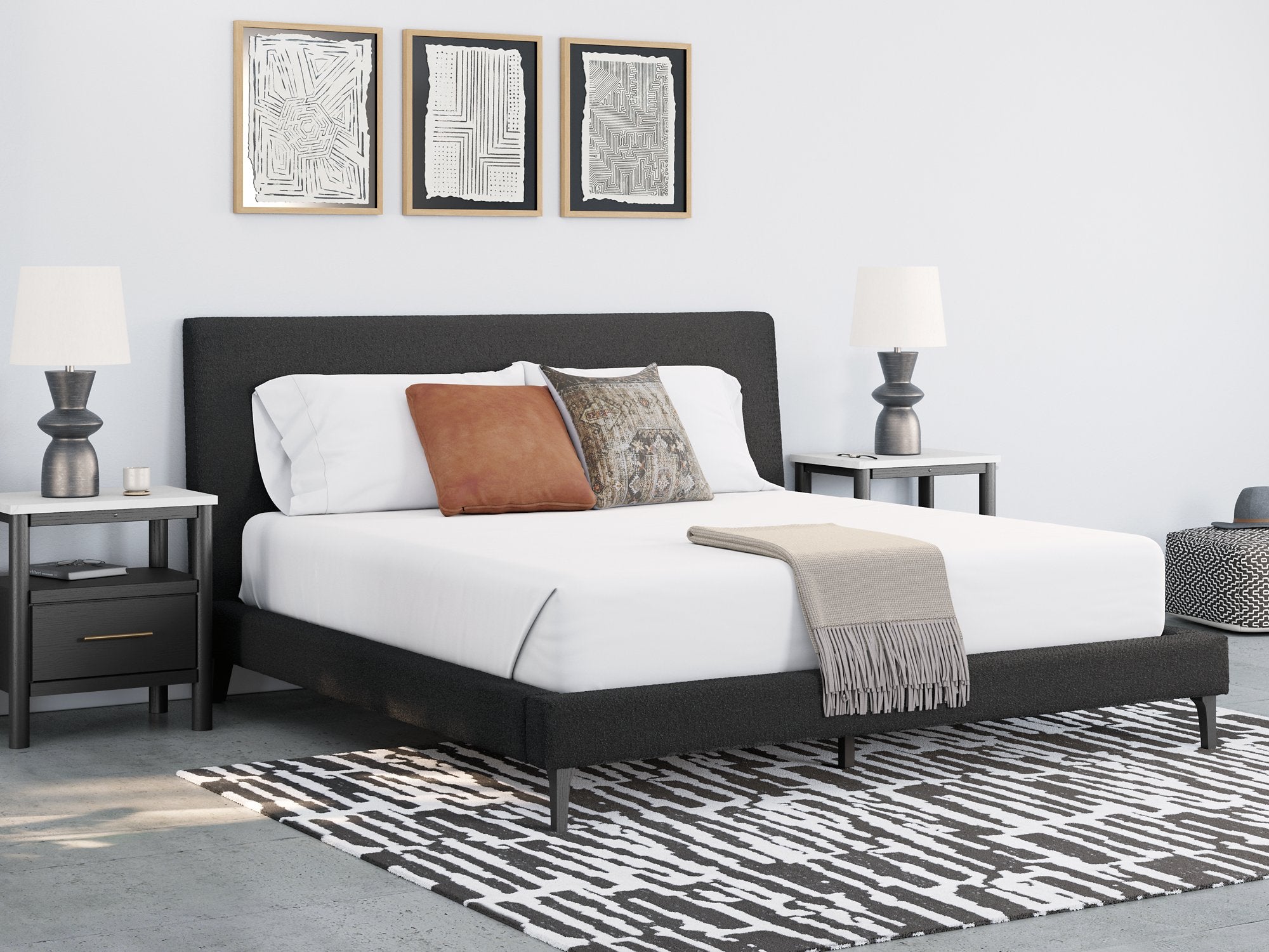 Cadmori King Upholstered Bed with Roll Slats