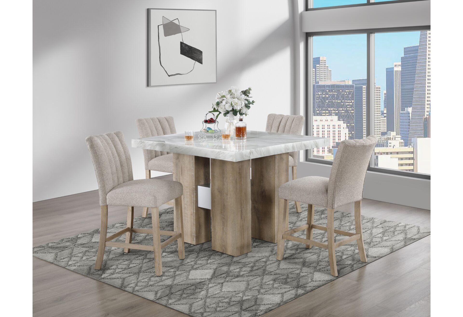 D04 Natural Bar Table With D8685 Beige-Nat Bar Stool