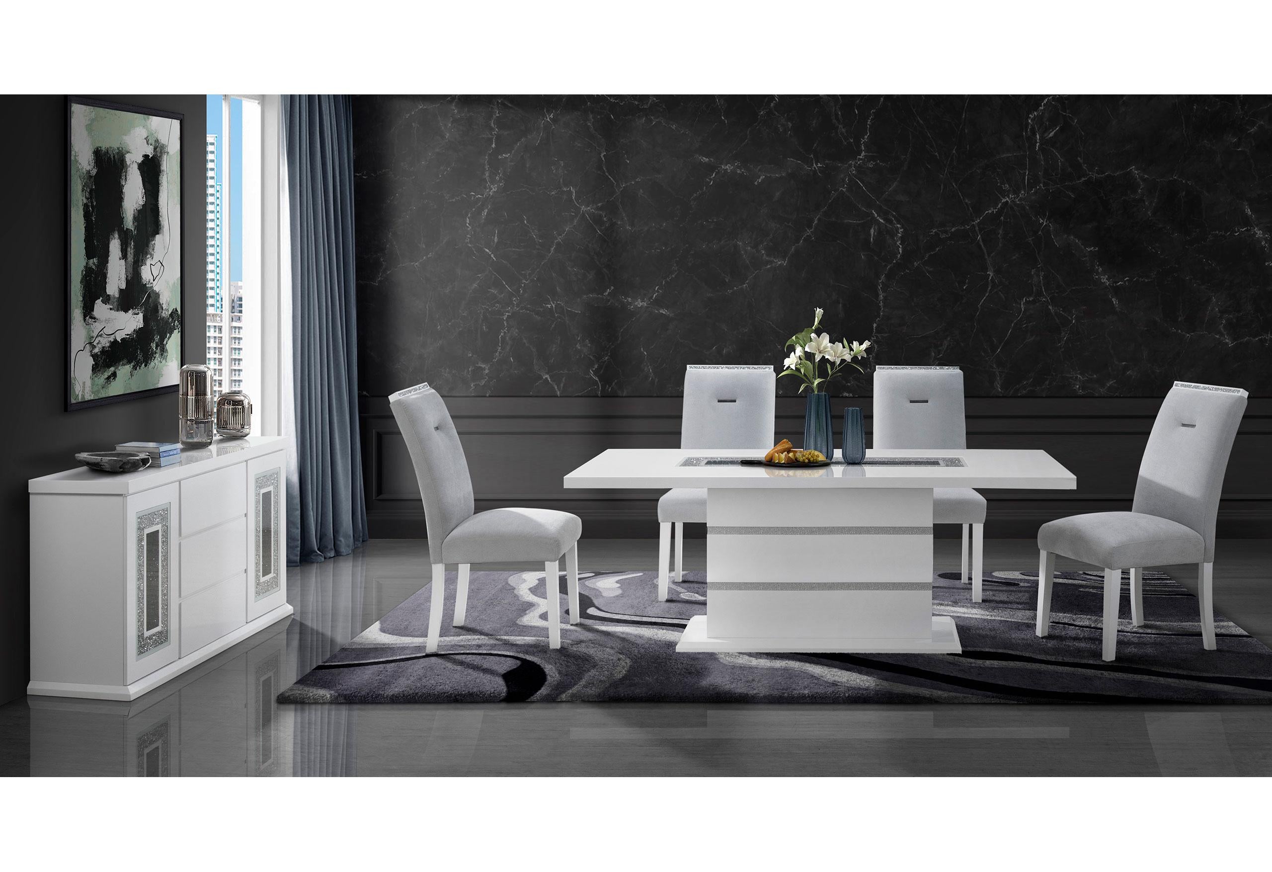 MONACO WHITE DINING TABLE + MONACO DINING CHAIR