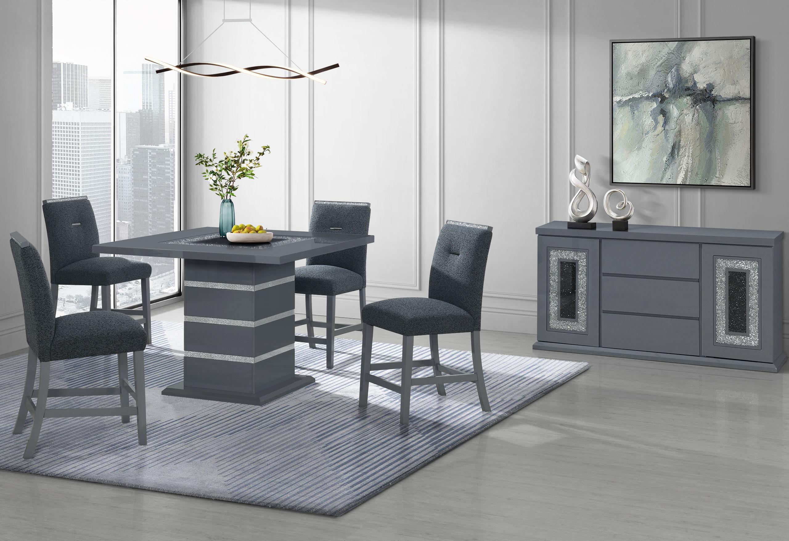 MONACO DARK GREY BAR TABLE AND 4 MONACO DARK GREY BAR STOOLS