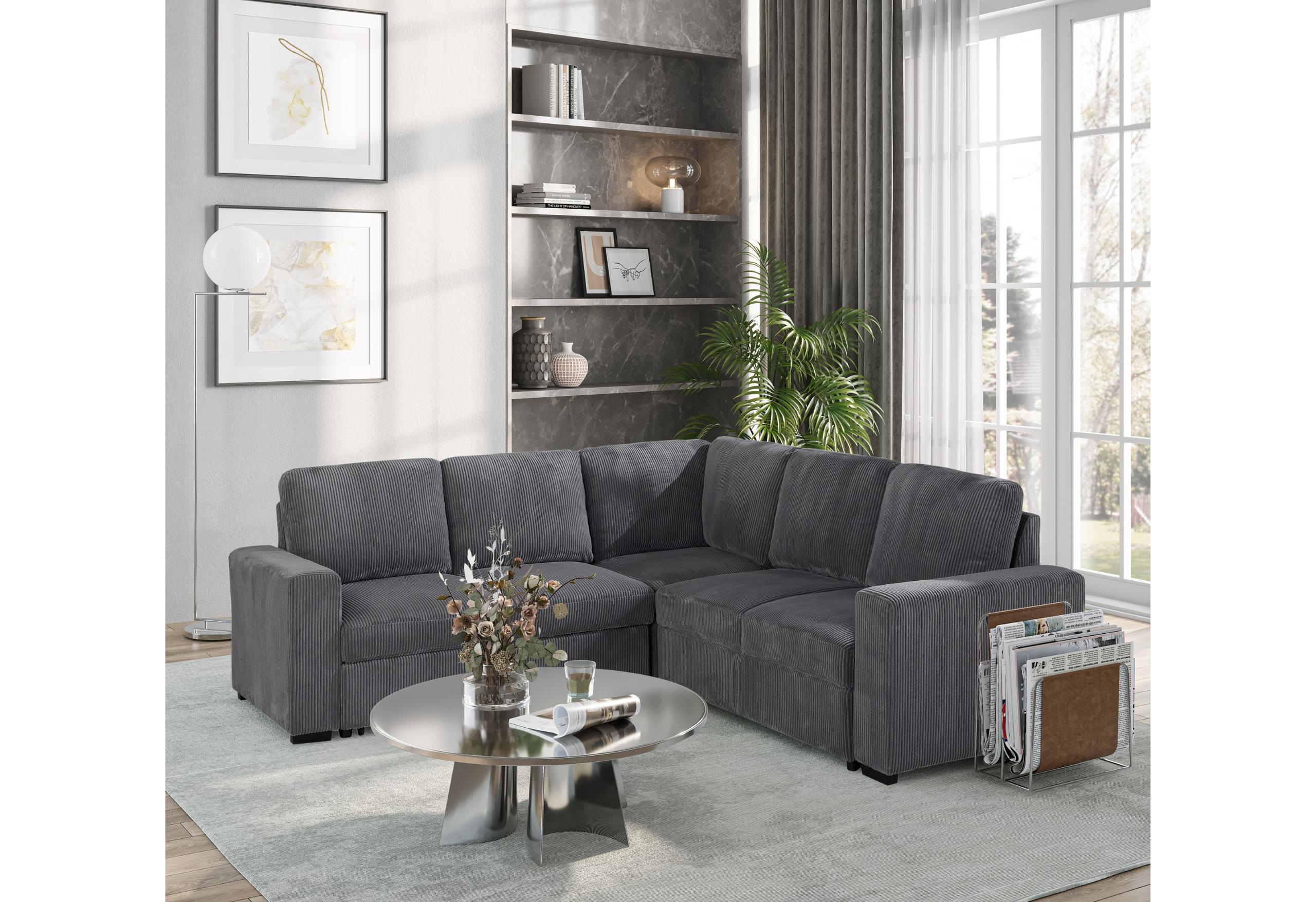 U2660 GREY SOFA BED SECTIONAL W/O CHAISE AND W/O PULLOUT