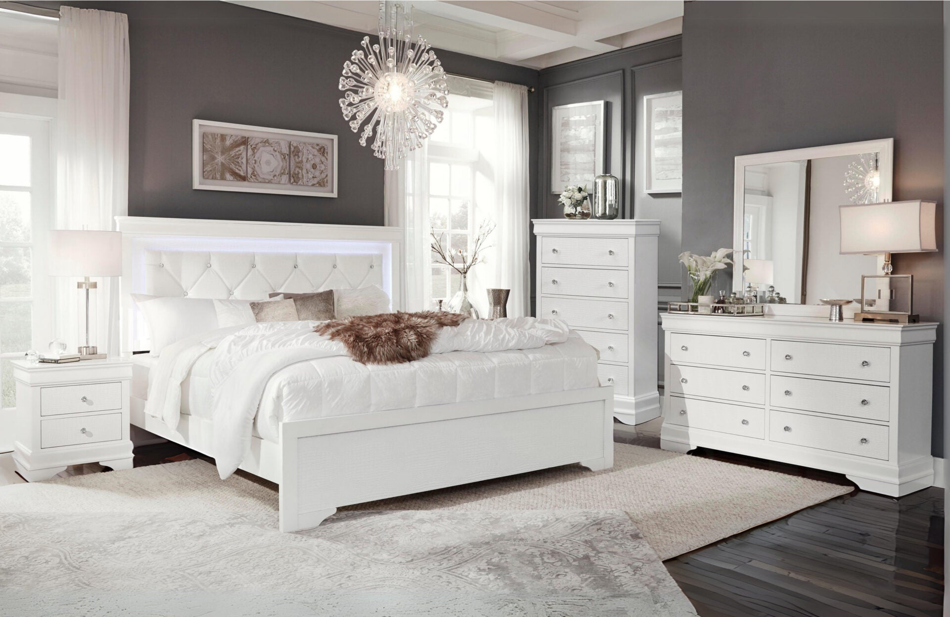 Pompei Metallic White Group With Led