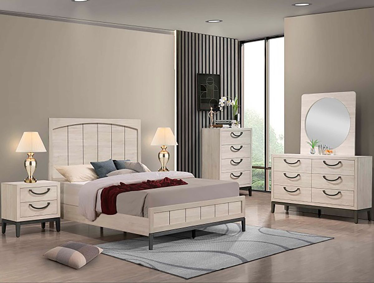 Crown Mark Furniture Veda 2 Drawer Nightstand In Beige