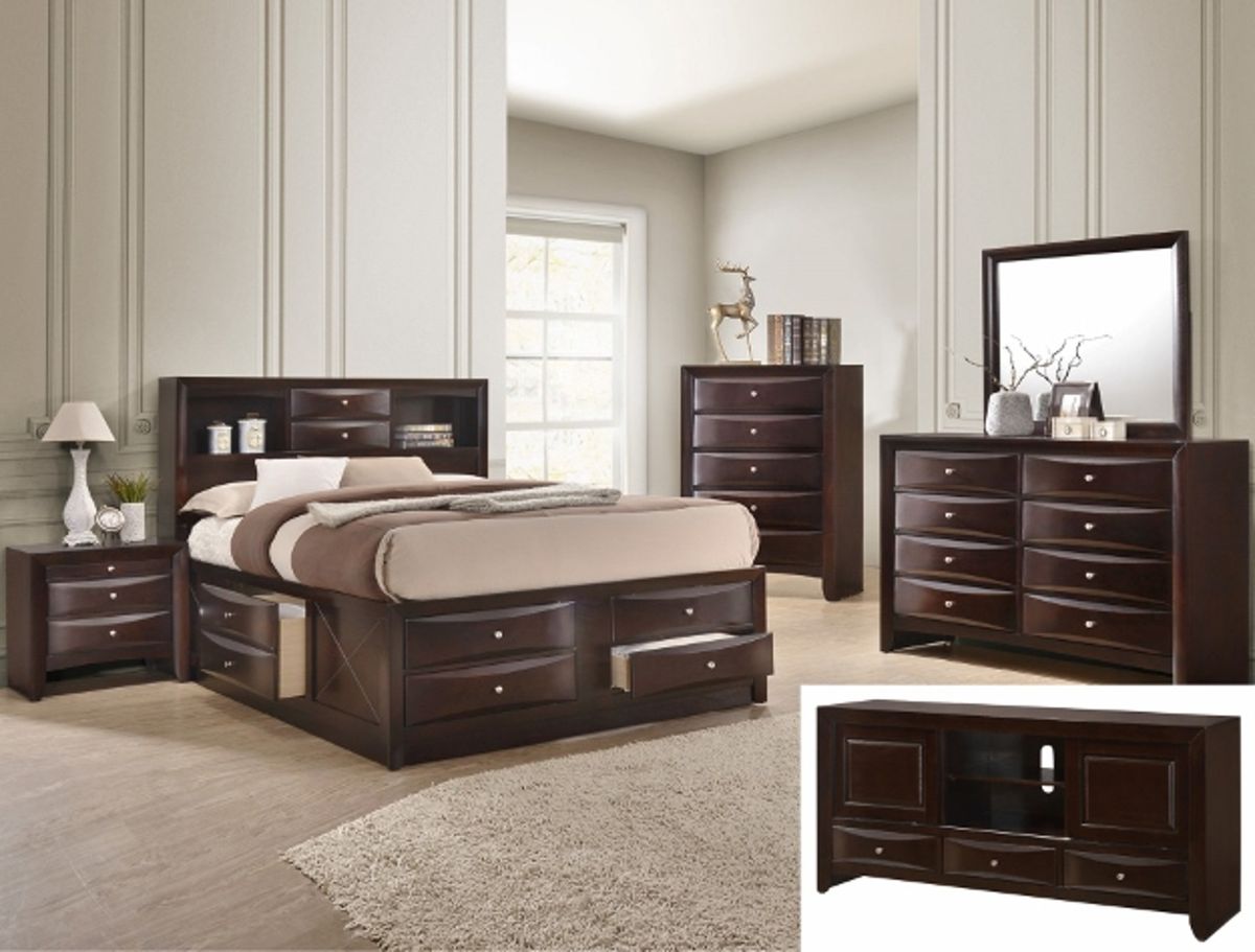 Crown Mark Emily Nightstand In Dark Cherry