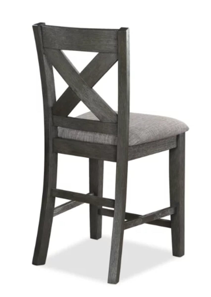 Crown Mark Furniture Rufus Counter Height Chair in Dark Gray (Set of 2)