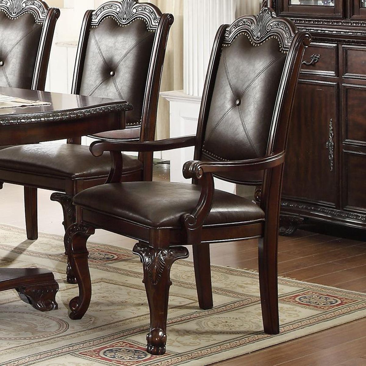 Crown Mark Kiera Dining Arm Chair in Warm Brown (Set of 2) 2150A