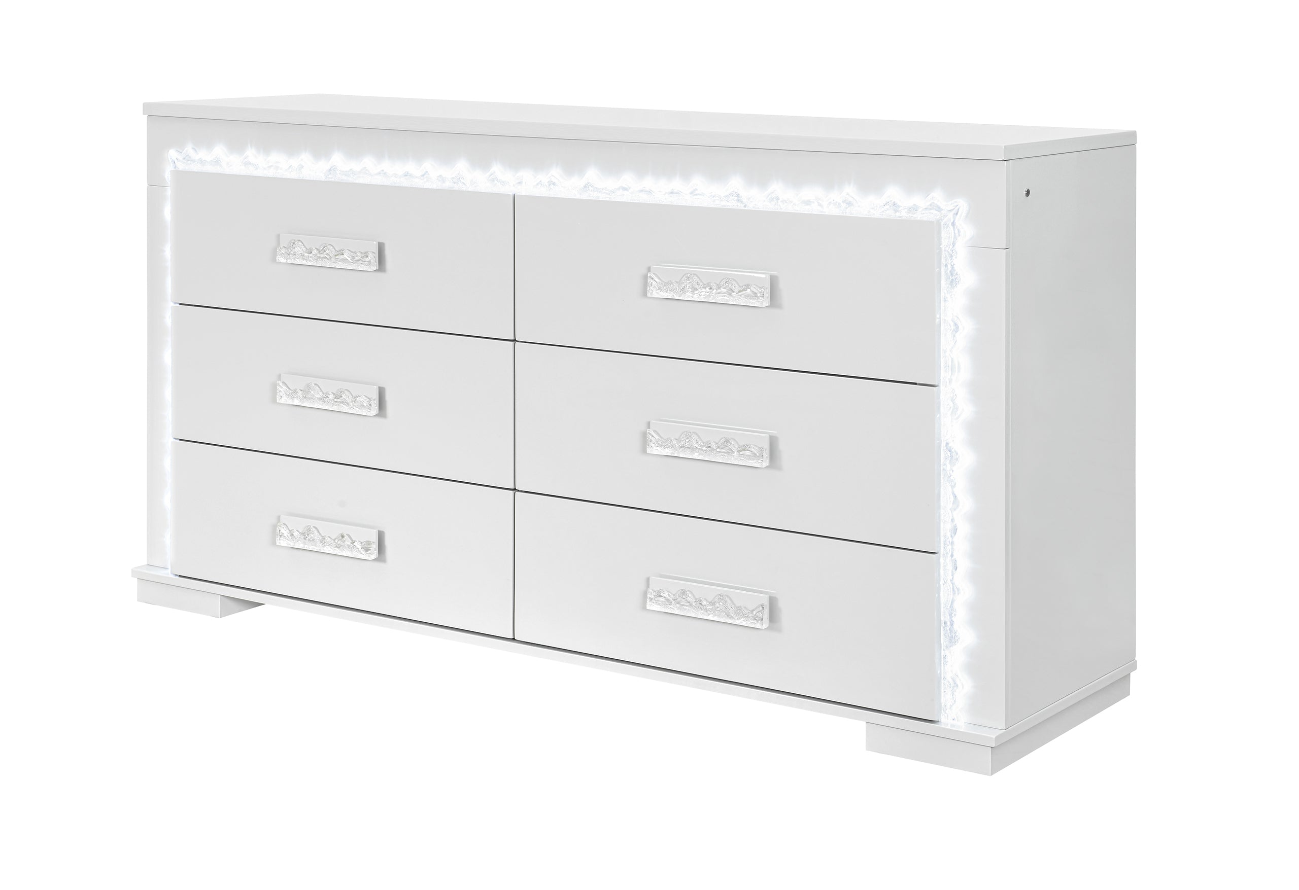NAOMI SILVER MARBLE DRESSER WITH LED