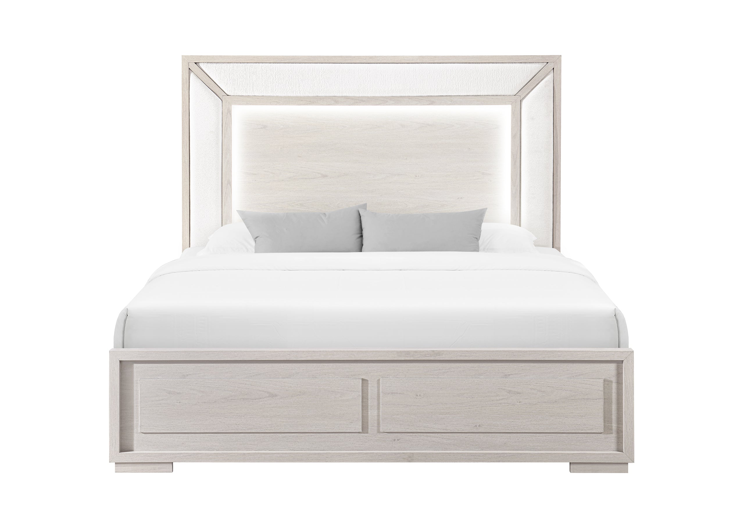 CLARA BEIGE QUEEN BED WITH LED