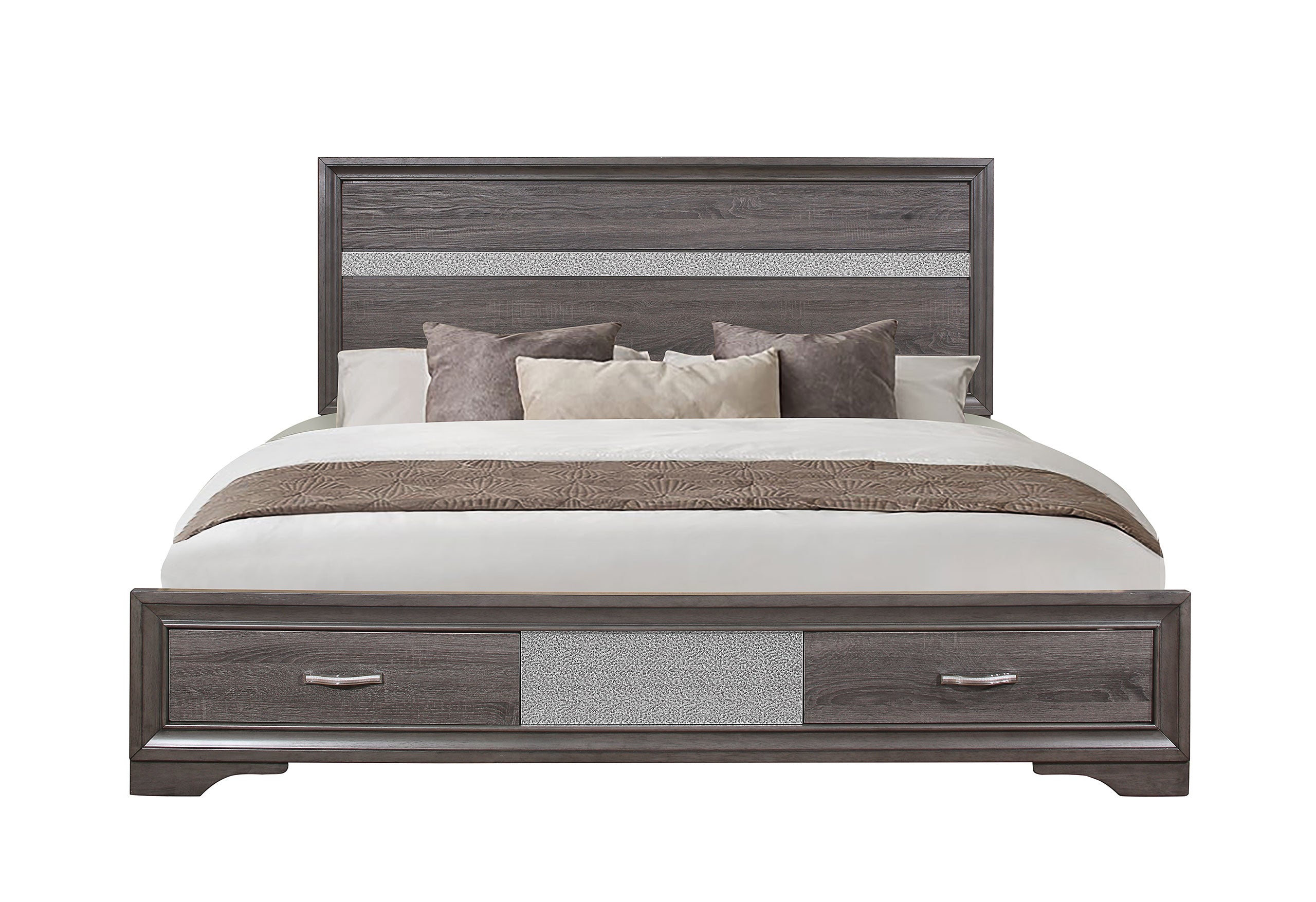 SEVILLE GREY KING BED DRESSER MIRROR NIGHTSTAND