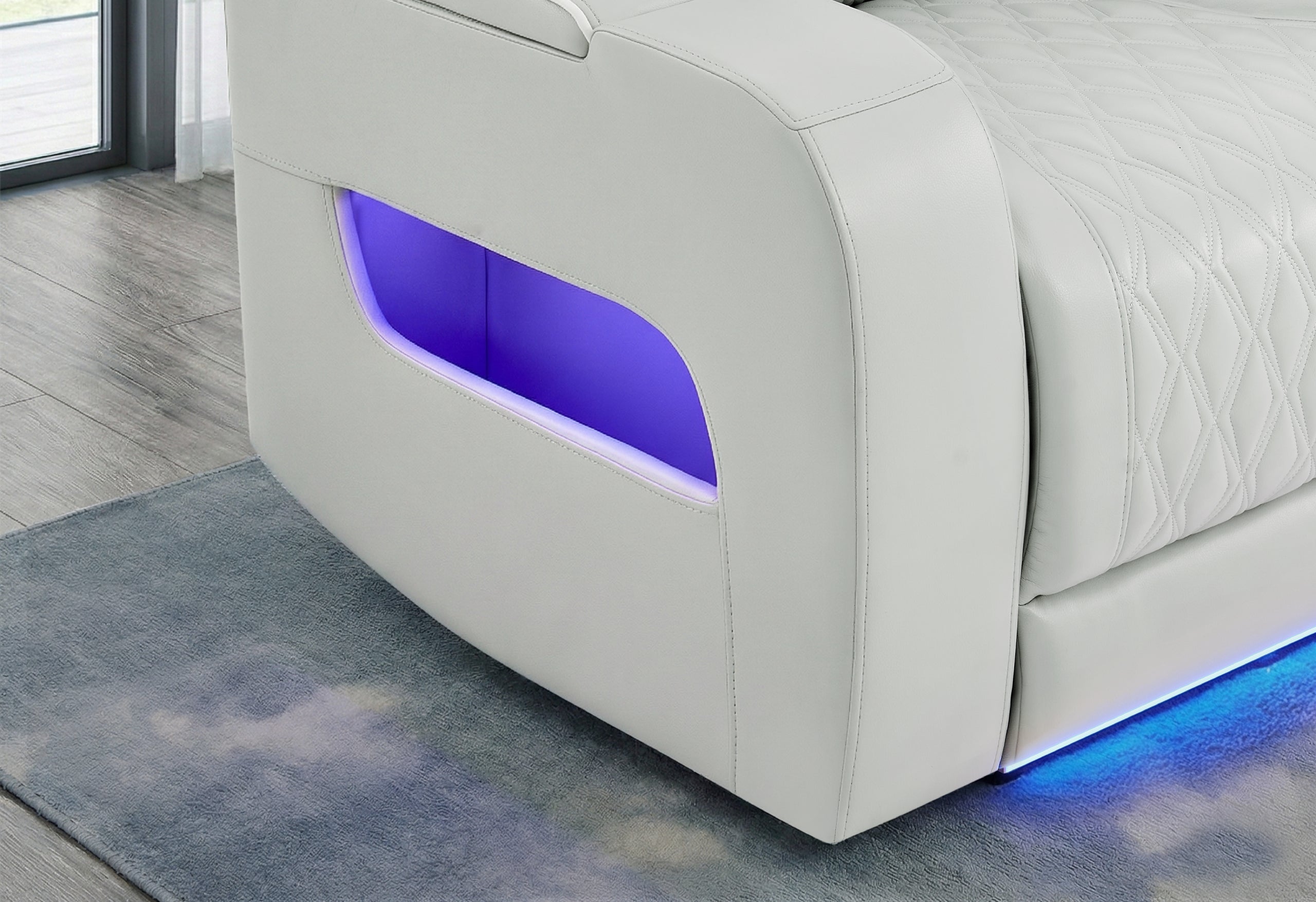 U8611 BLANCHE SILVER PWR CON REC LOVESEAT WITH PHR, LED & SPEAKER