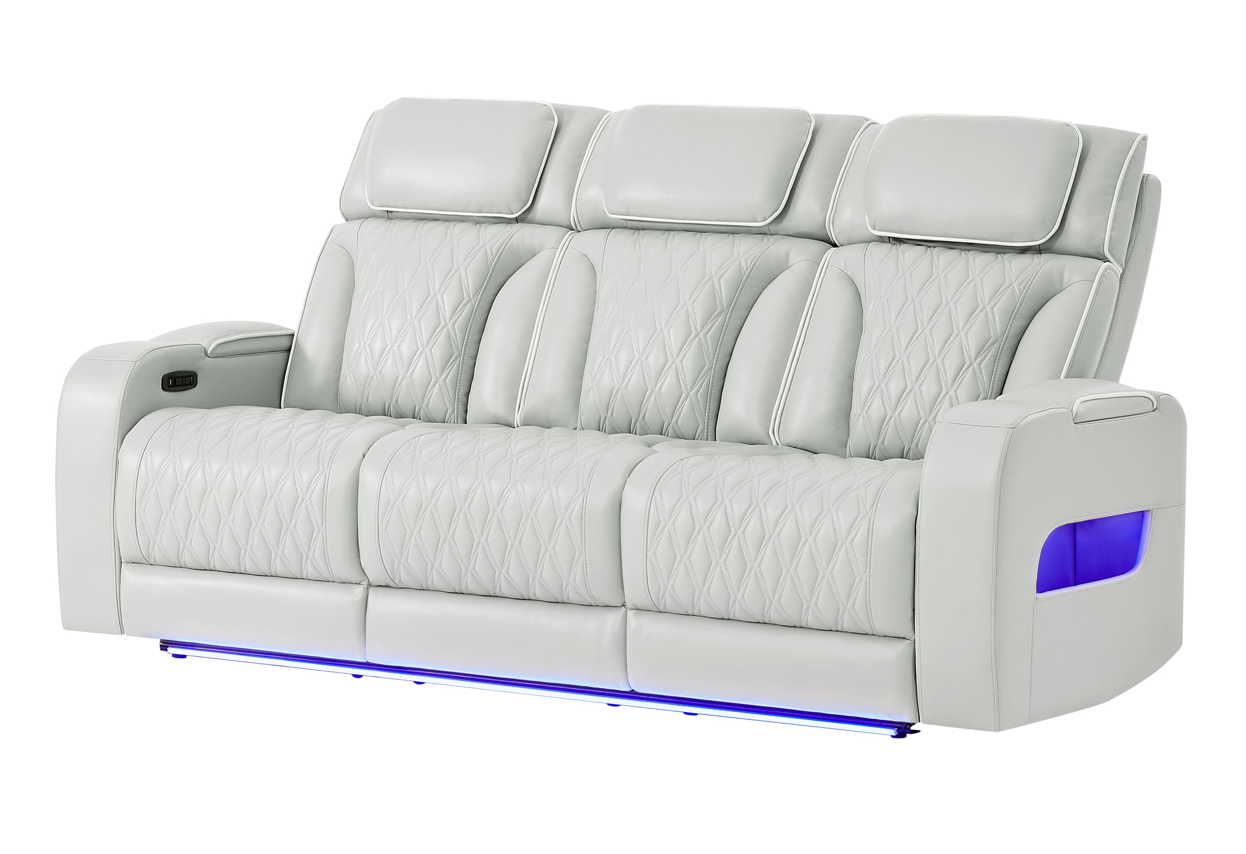 U8611 BLANCHE SILVER PWR REC SOFA WITH PHR AND LED