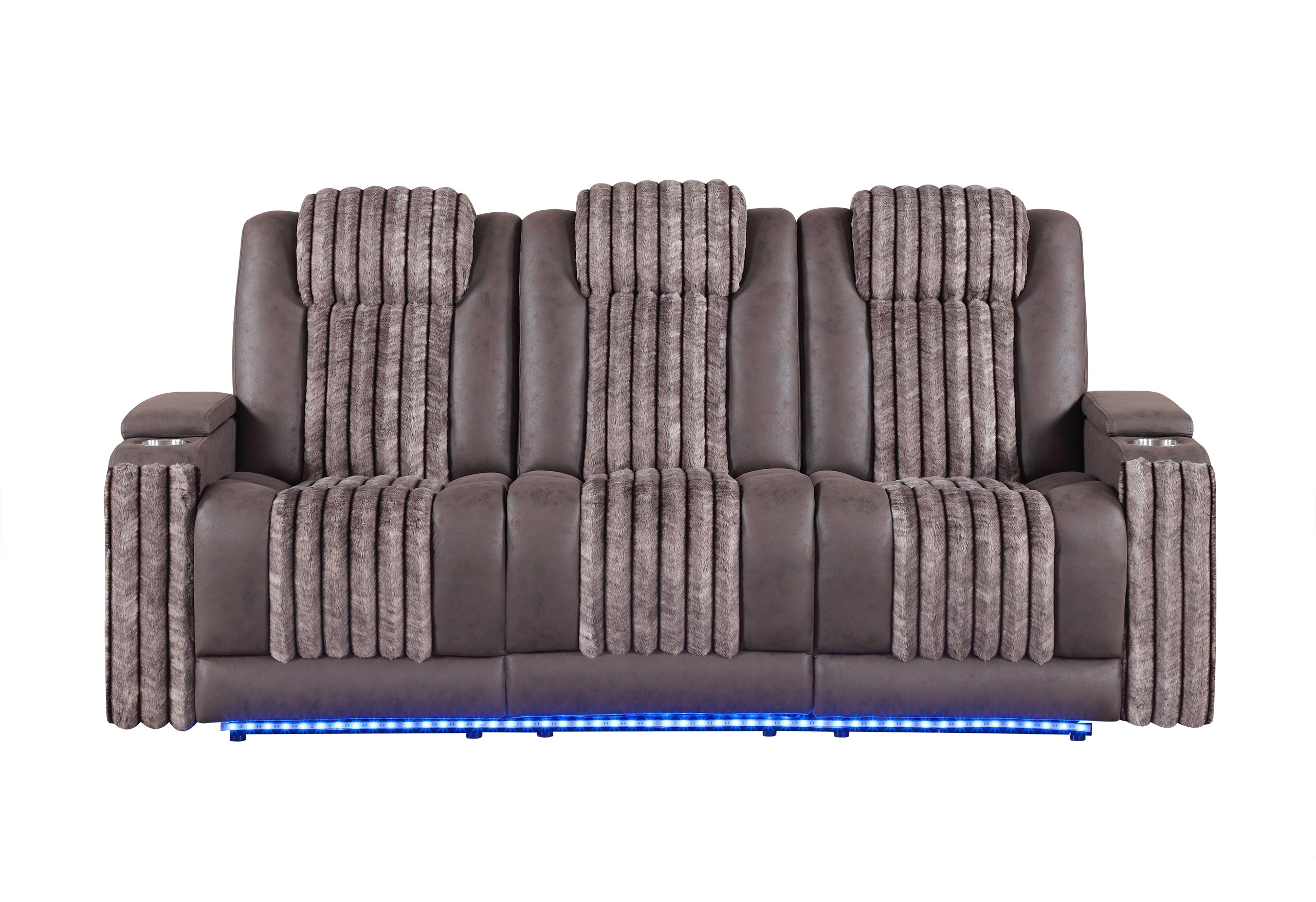 U8000 BROWN PWR REC SOFA W/PHR, DDT, READING LIGHT & LED LIGHT