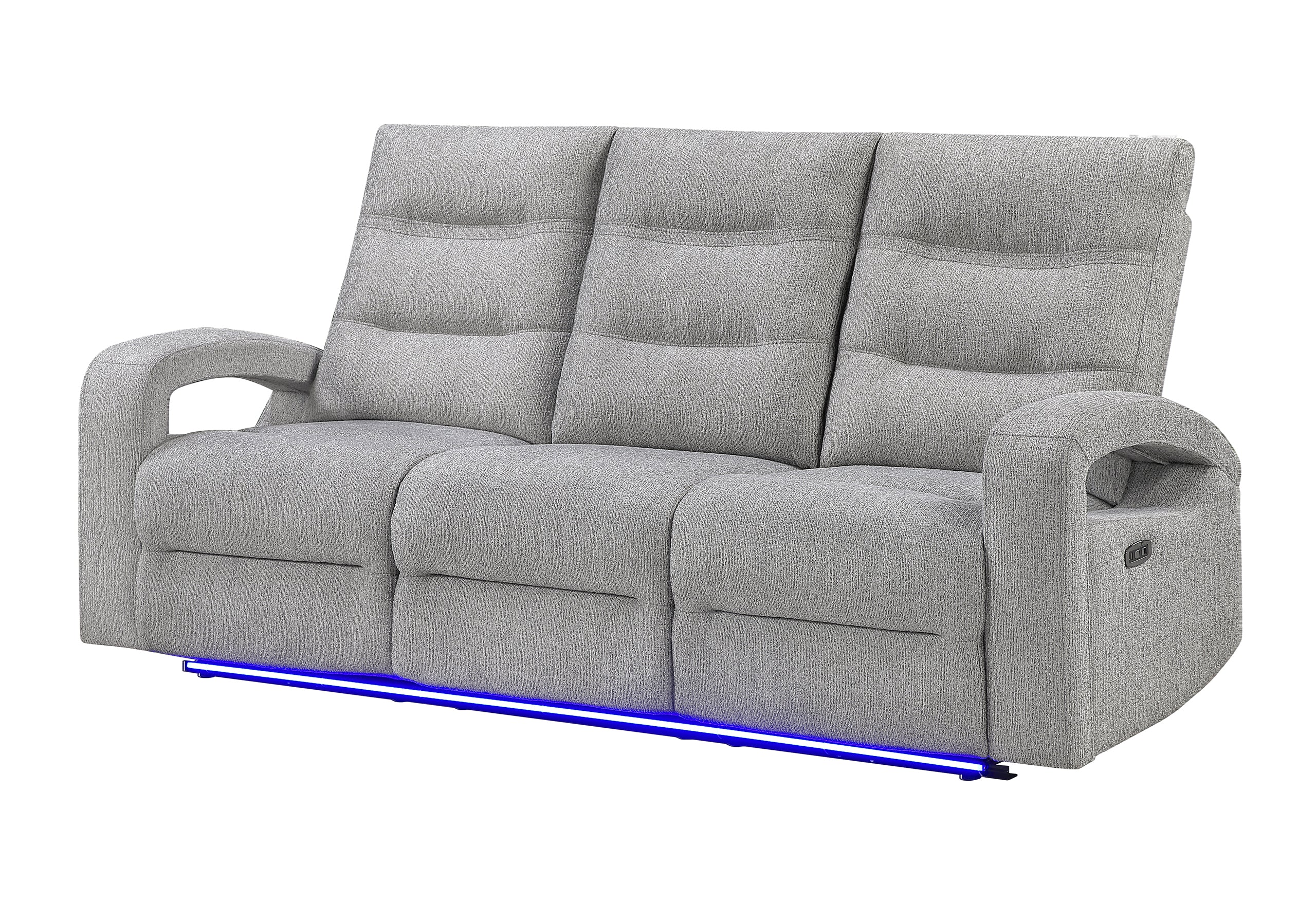 U6611 GREY 15 POWER RECLINING SOFA WITH LED