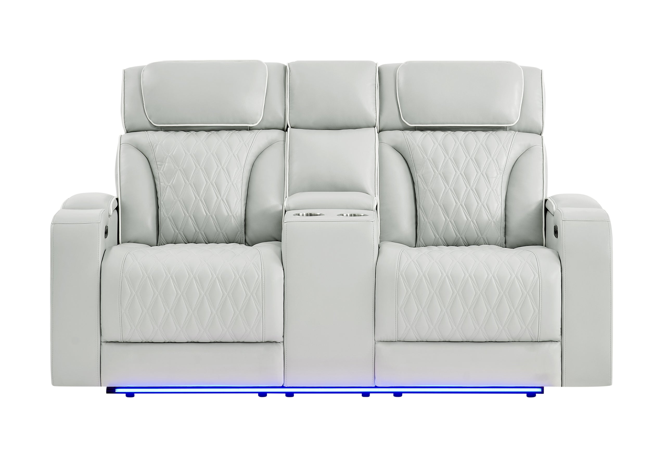 U8611 BLANCHE SILVER PWR CON REC LOVESEAT WITH PHR, LED & SPEAKER