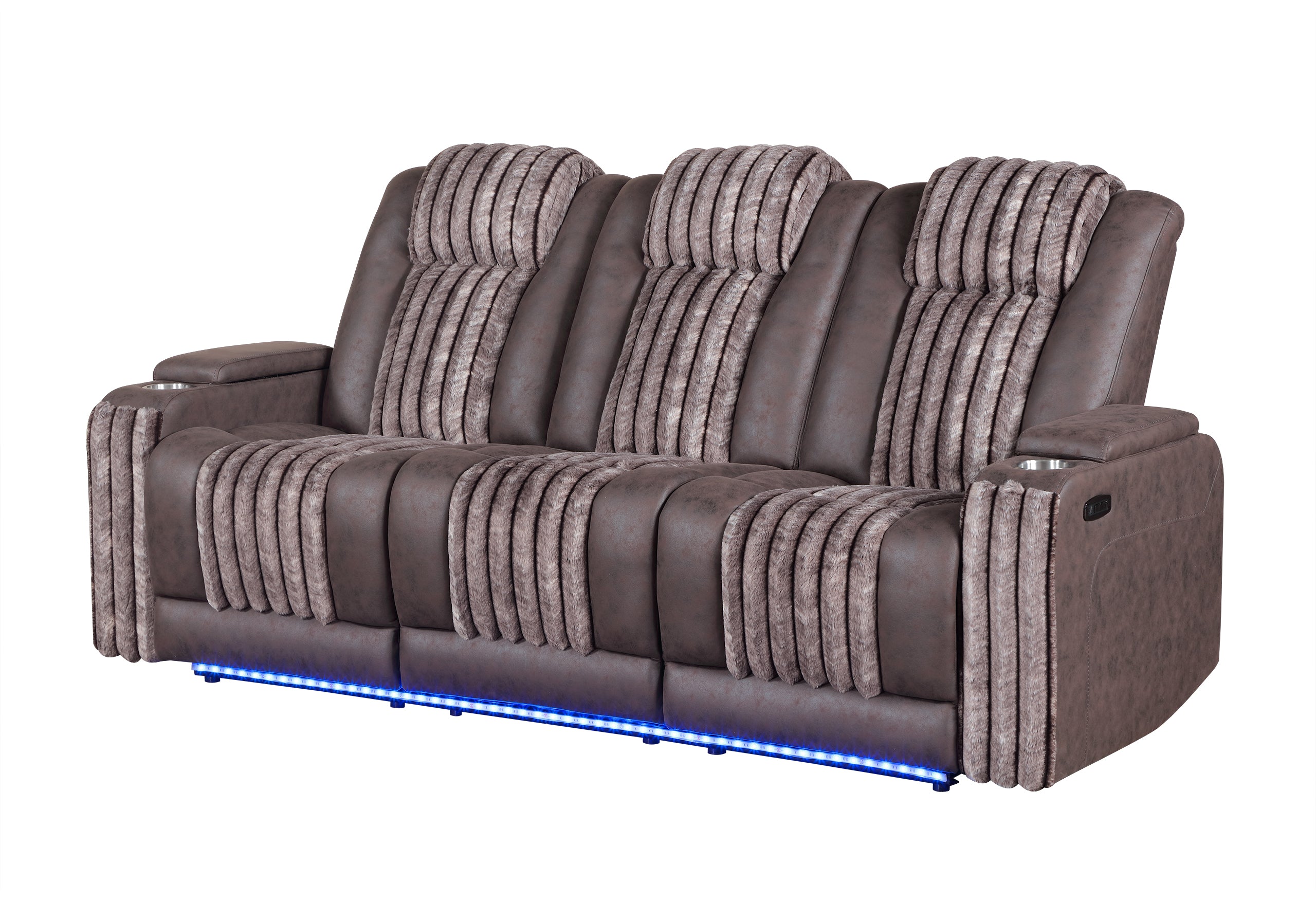 U8000 BROWN PWR REC SOFA W/PHR, DDT, READING LIGHT & LED LIGHT