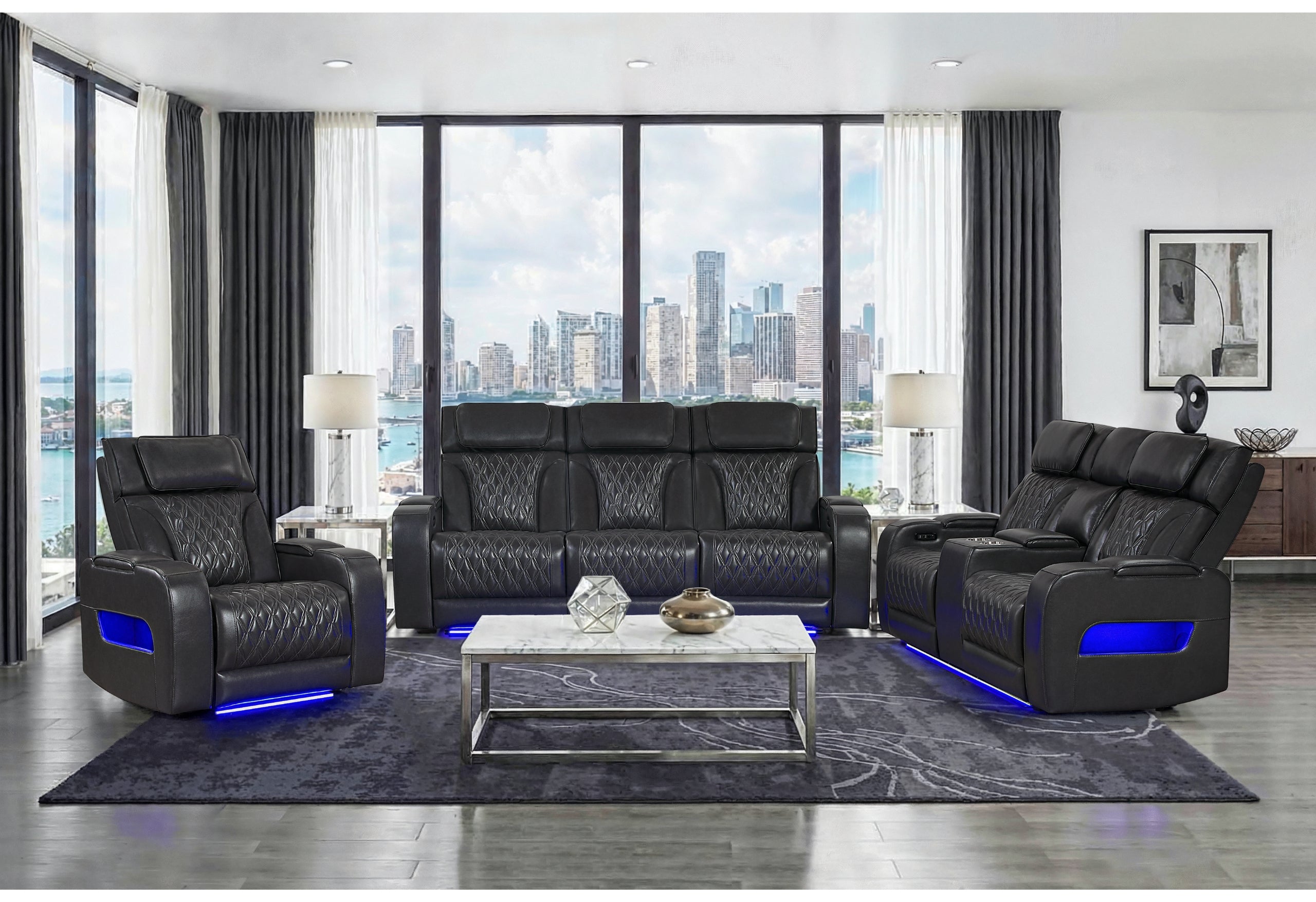 U8611 BLANCHE CHARCOAL P2 PWR REC SOFA/PWR CONSOLE REC LOVESEAT