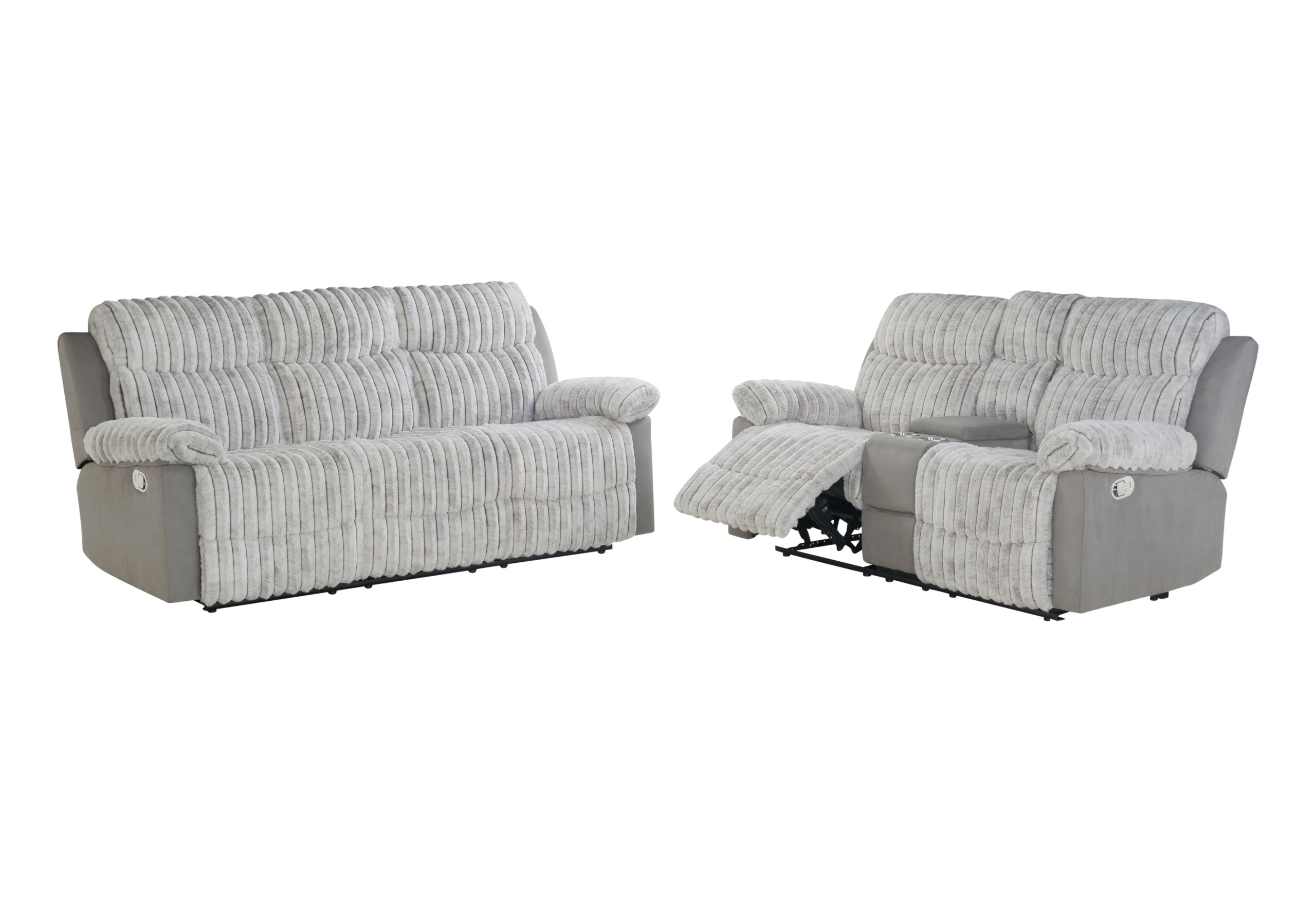 U6028 GREY RECLINING SOFA/CONSOLE RECLINING LOVESEAT