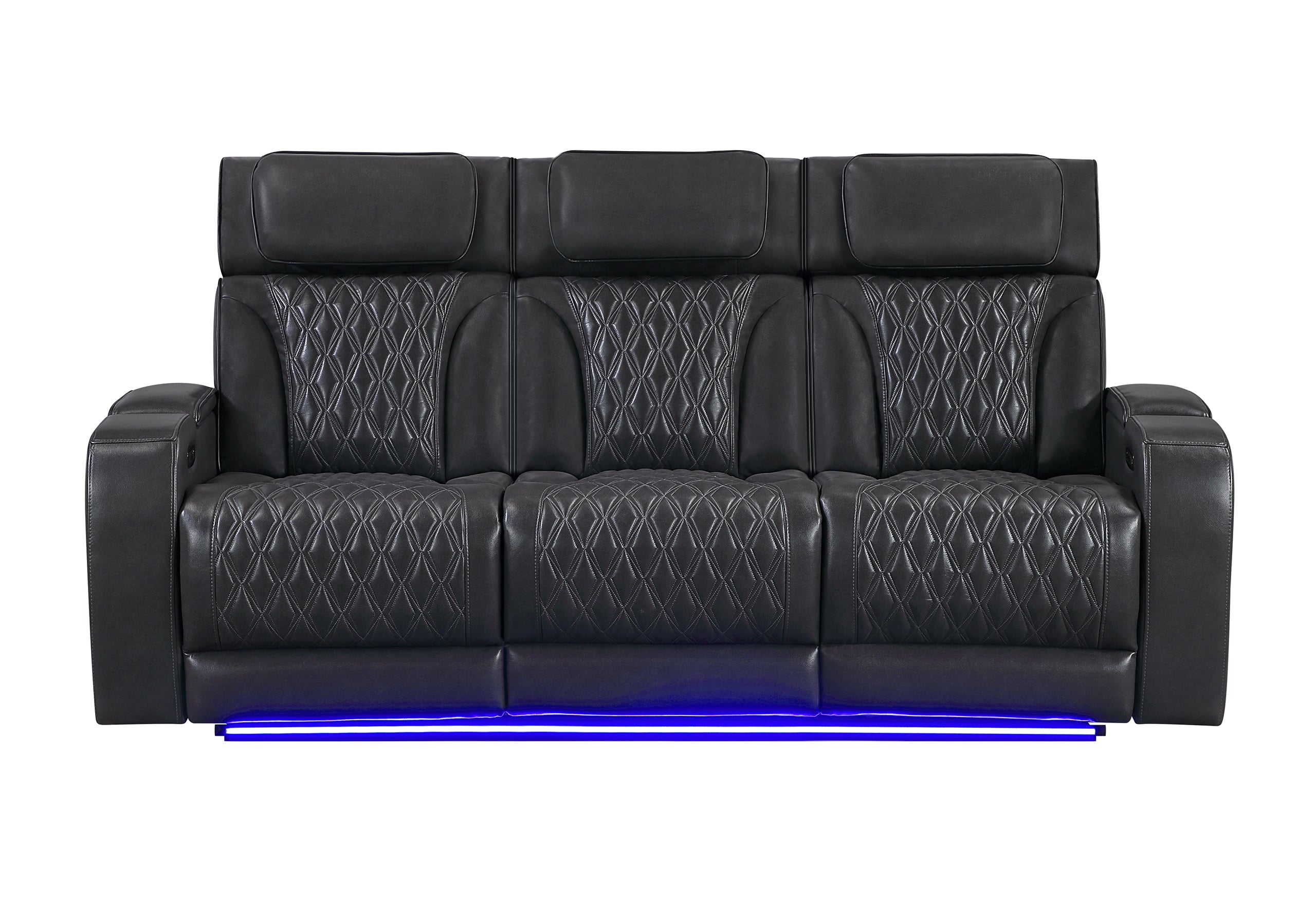 U8611 BLANCHE CHARCOAL POWER RECLINING SOFA WITH PHR AND LED