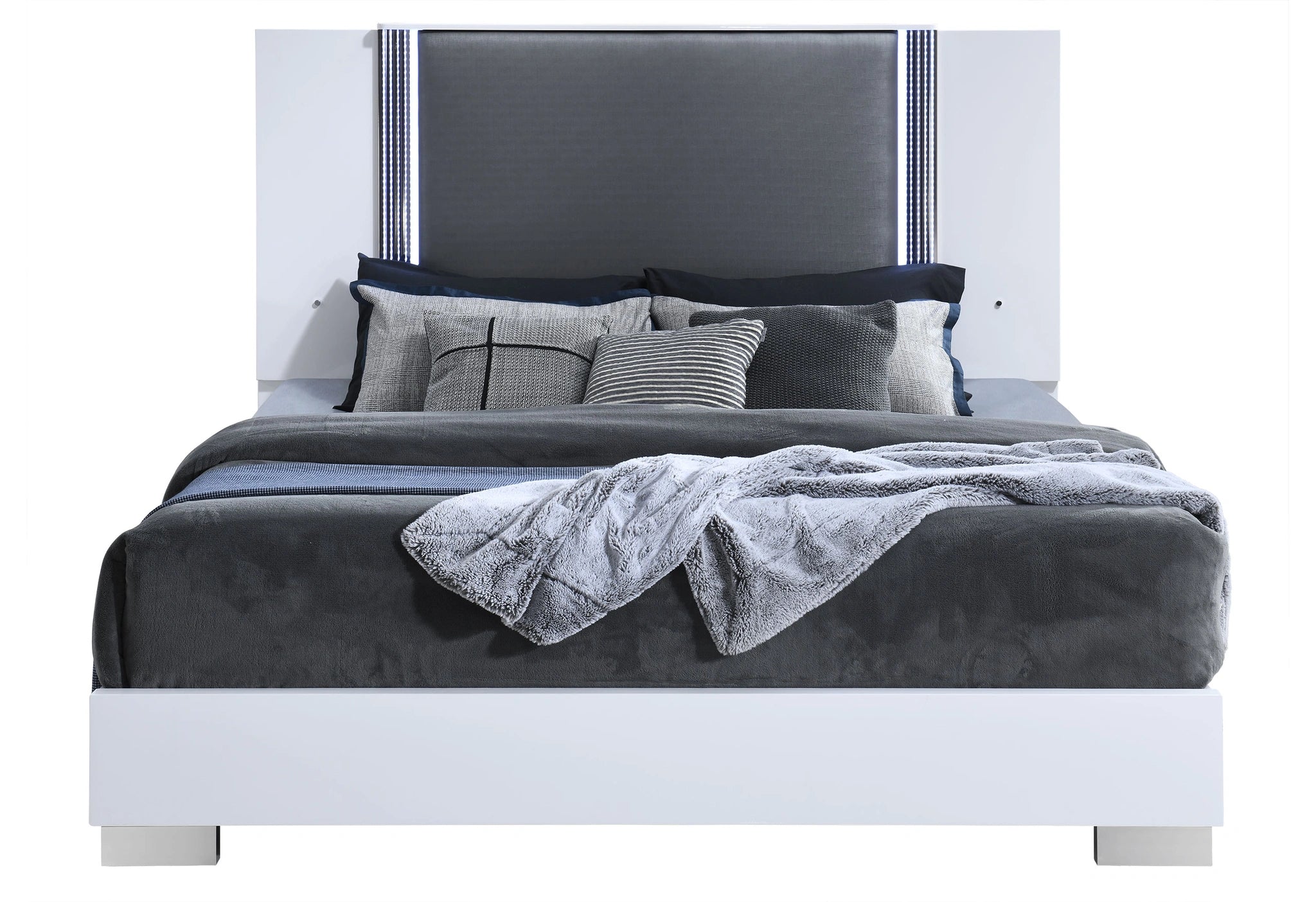 Ylime Smooth White King Bed Group Fully Slatted