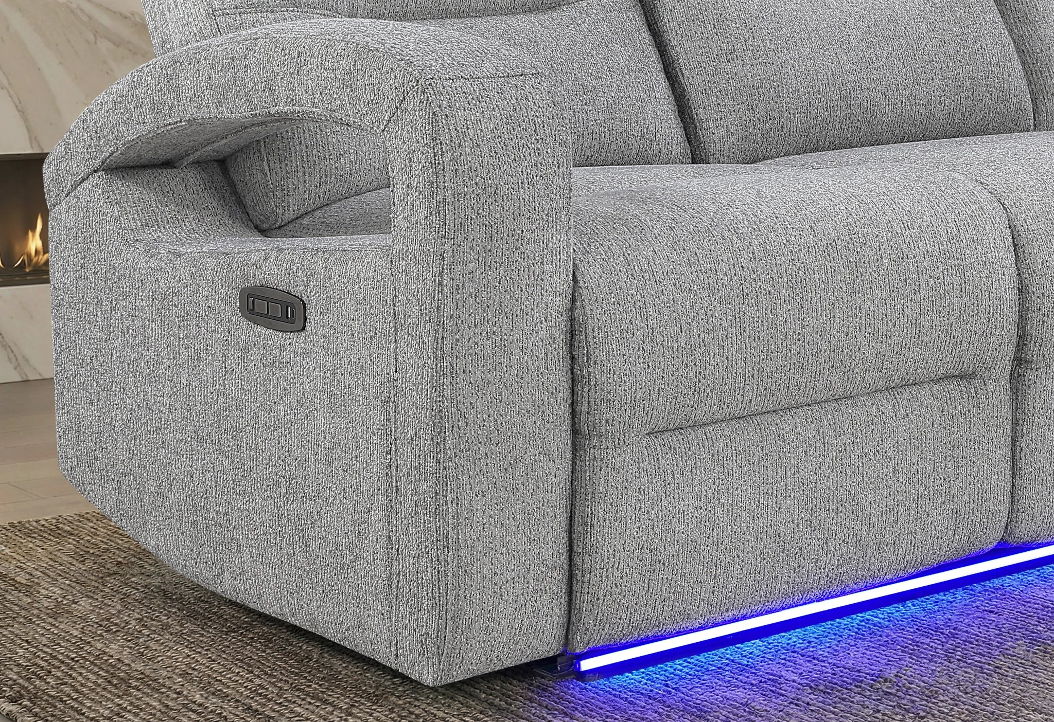 U6611 Grey 15 Power Console Reclining Loveseat with LED