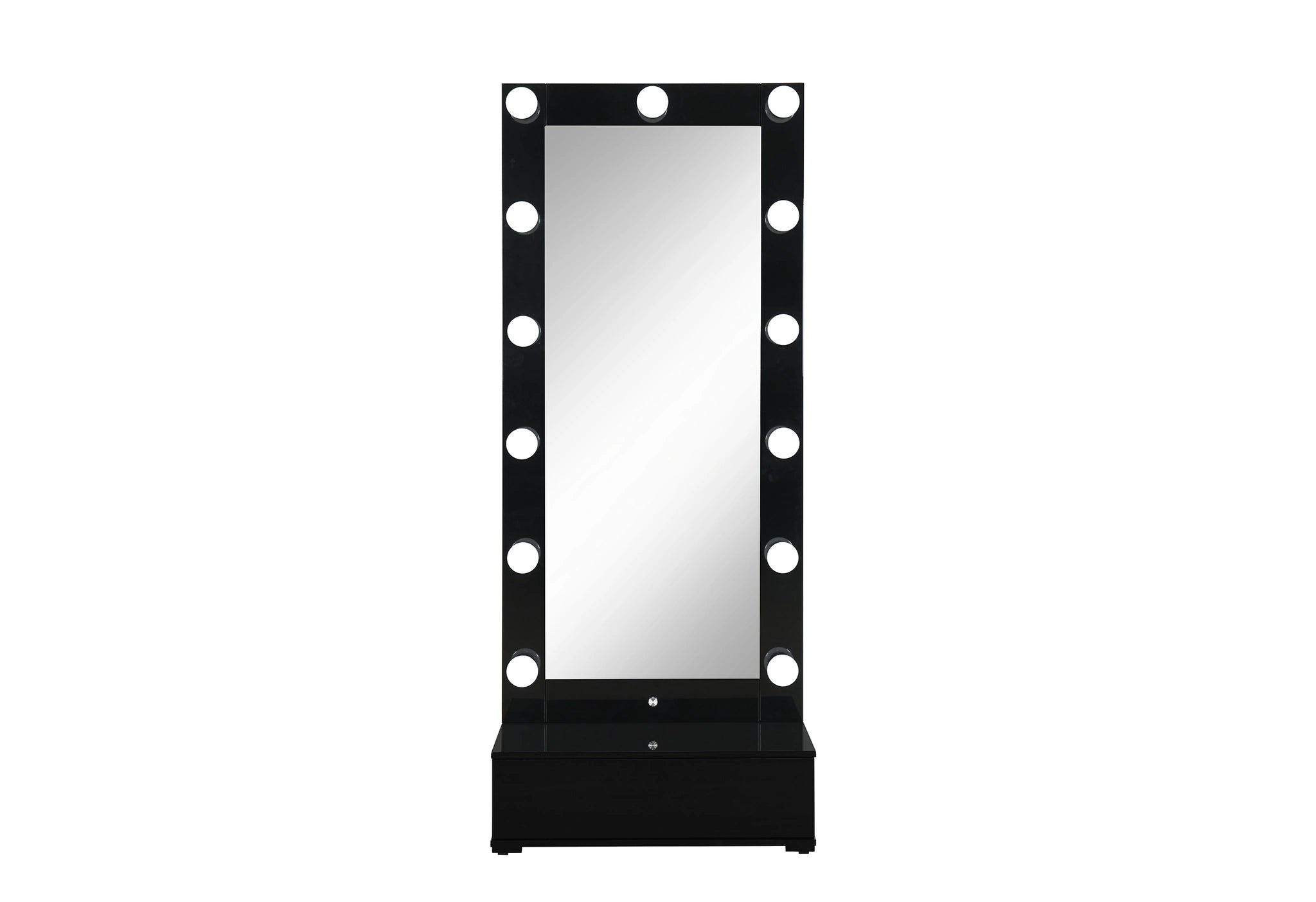 Ella Black Narrow Tall Mirror with Drawer and Speaker