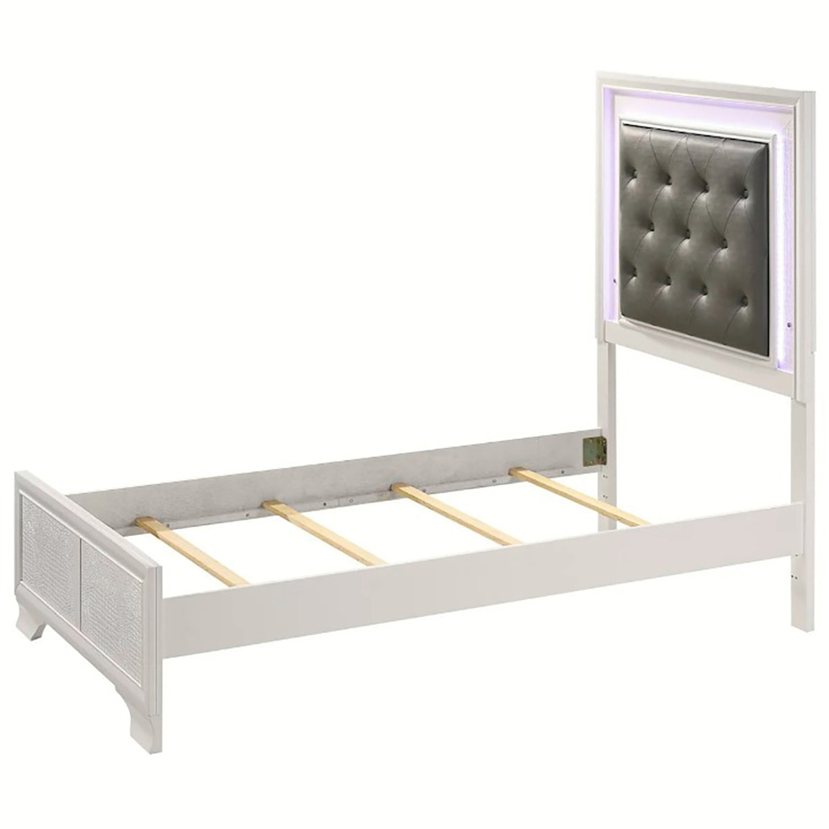 Crown Mark Furniture Lyssa Twin Upholstered Bed in White B4310-T