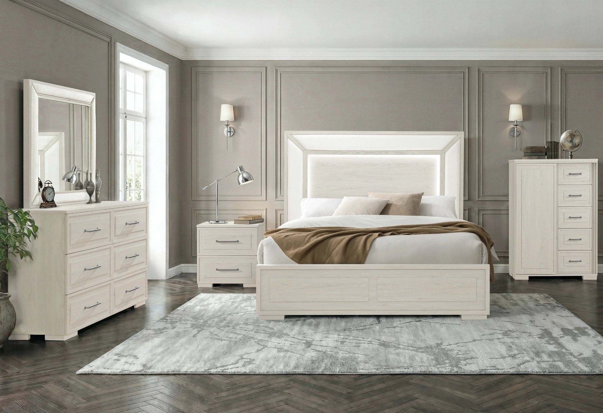 Clara Beige Upholstered Mirror