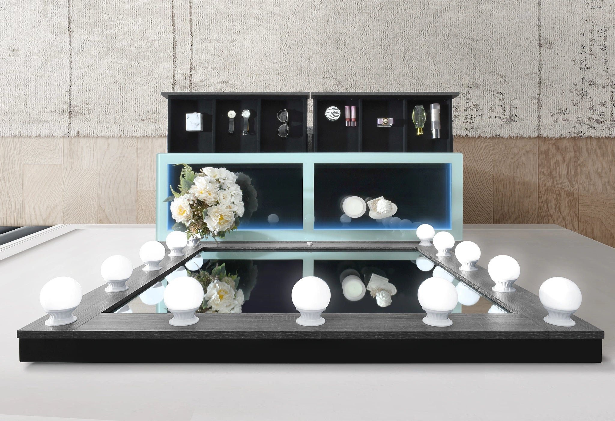 Lexi Grey Vanity Set with Stool