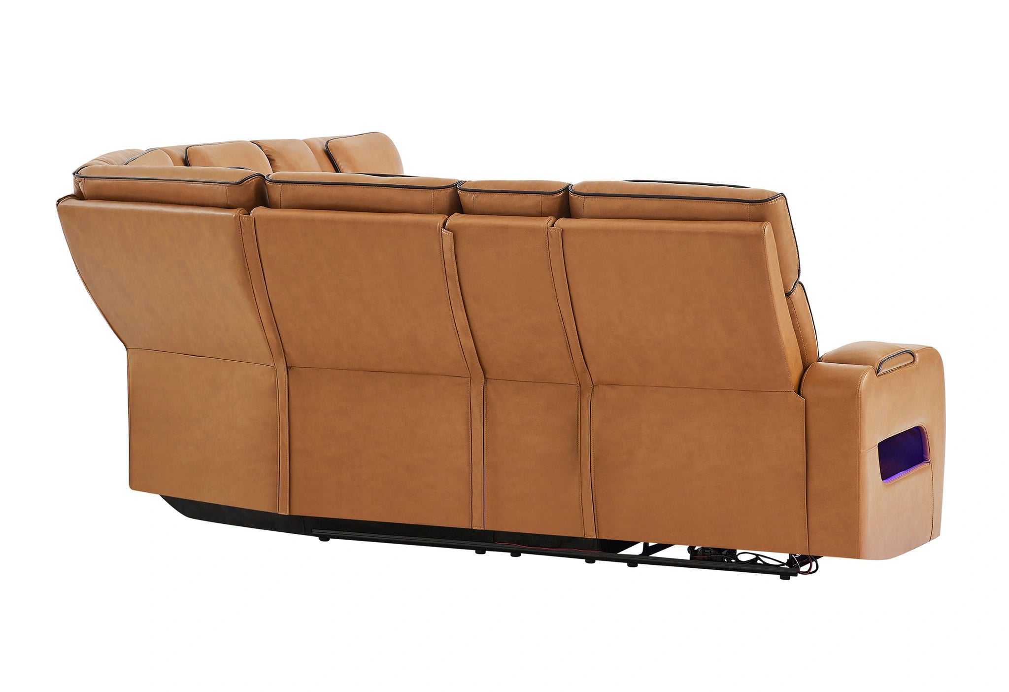 U8611 Camel Sectional with Power Headrest, Continuous LED and Speaker
