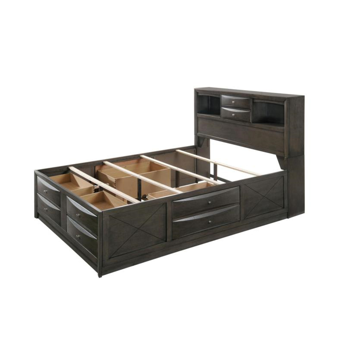 Crown Mark Emily Queen Captain's Storage Bed in Grey