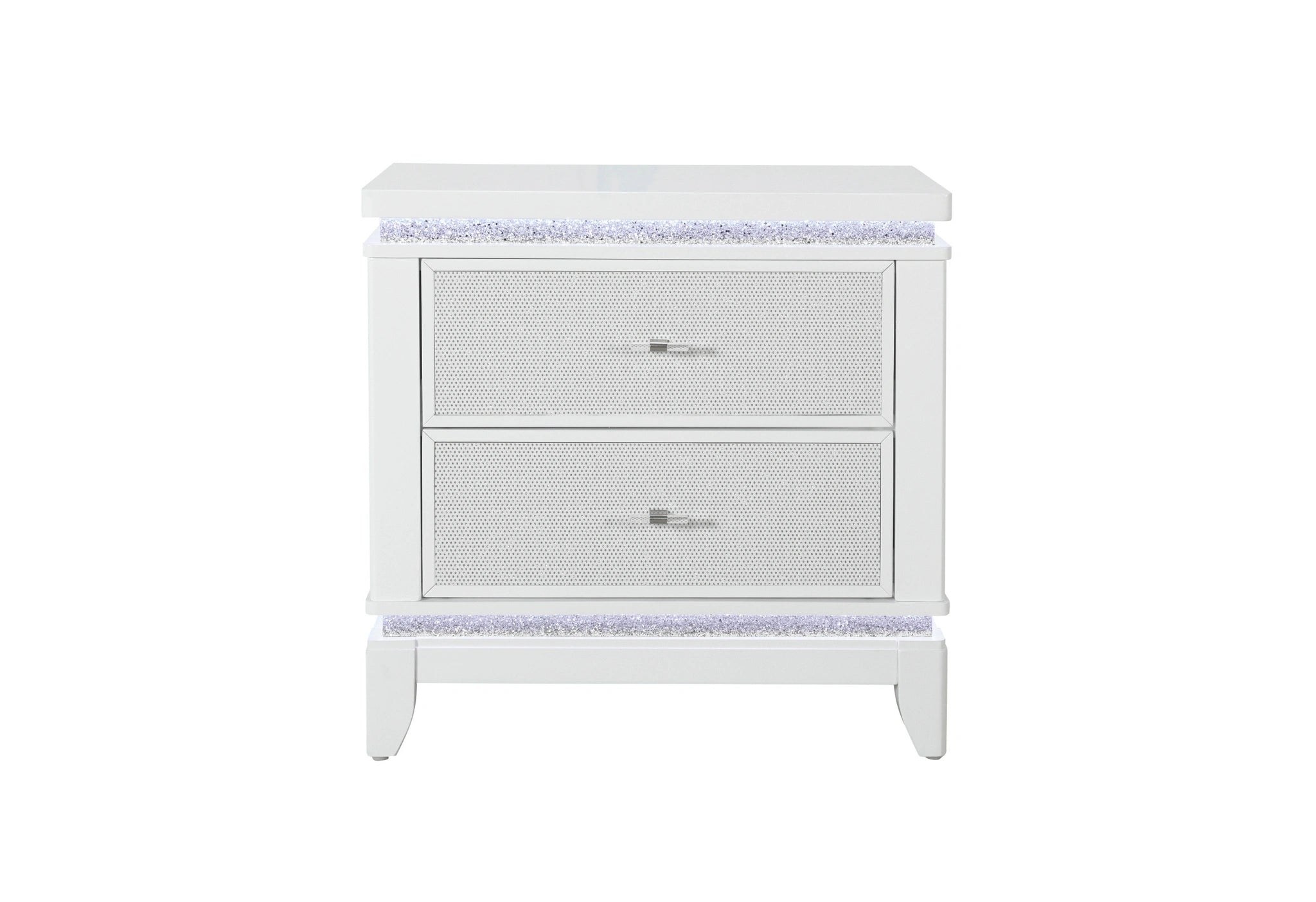 Alina White Nightstand with Cooler, LED, Speaker and USB