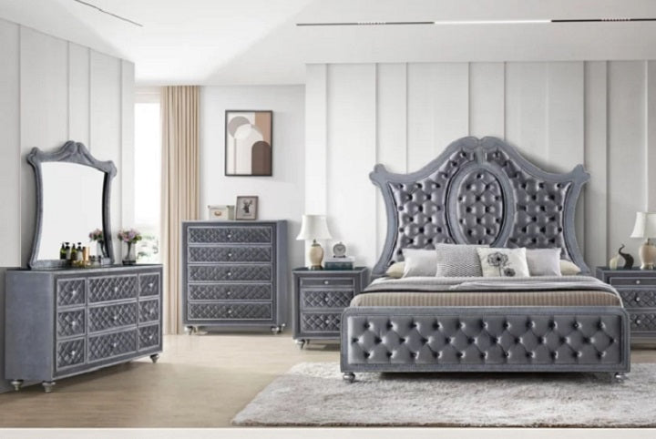 Crown Mark Furniture Voltare Nightstand in Dark Grey