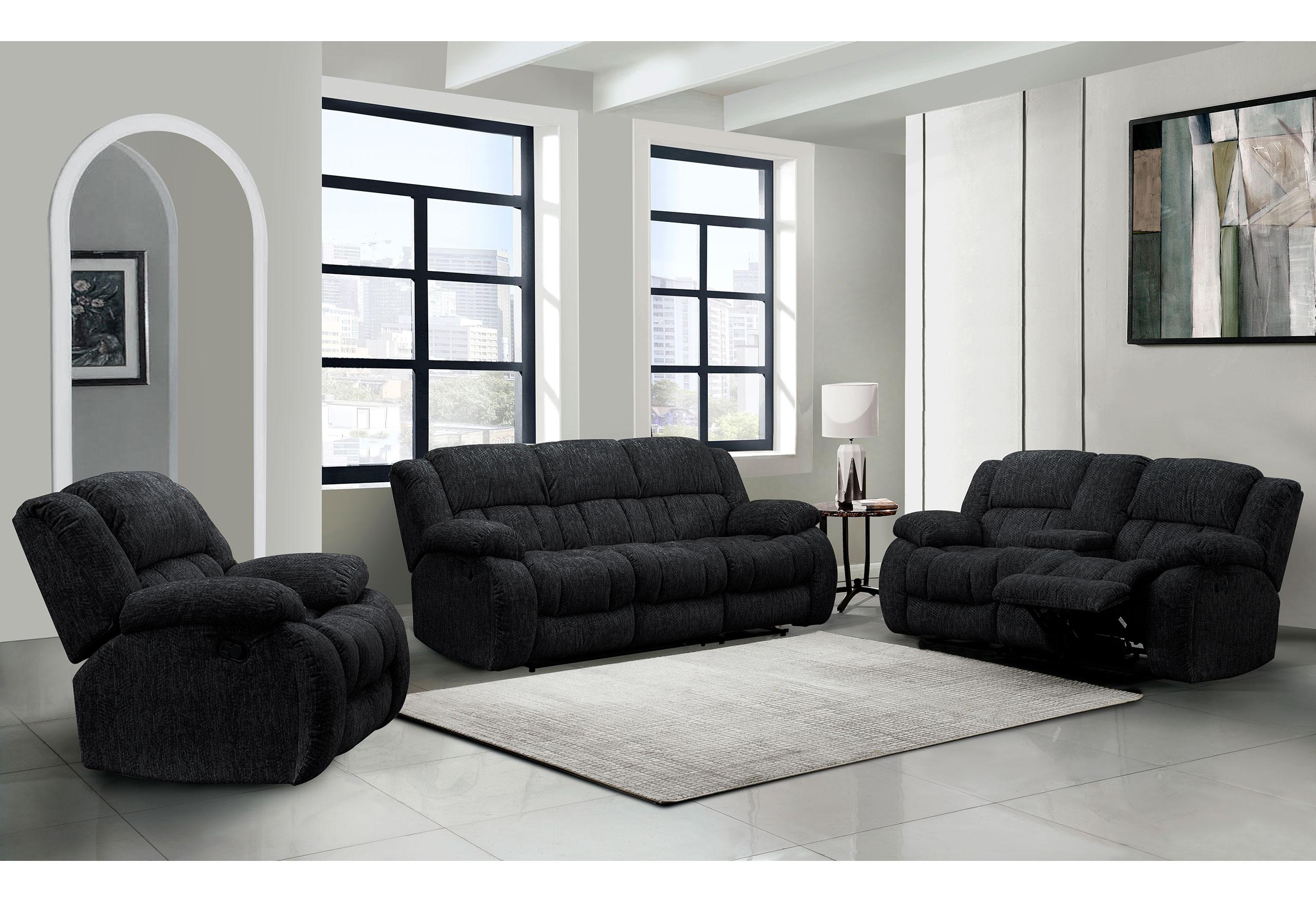 U250 EBONY RECLINING SOFA/CONSOLE RECLINING LOVESEAT/GLIDER RECLINER image