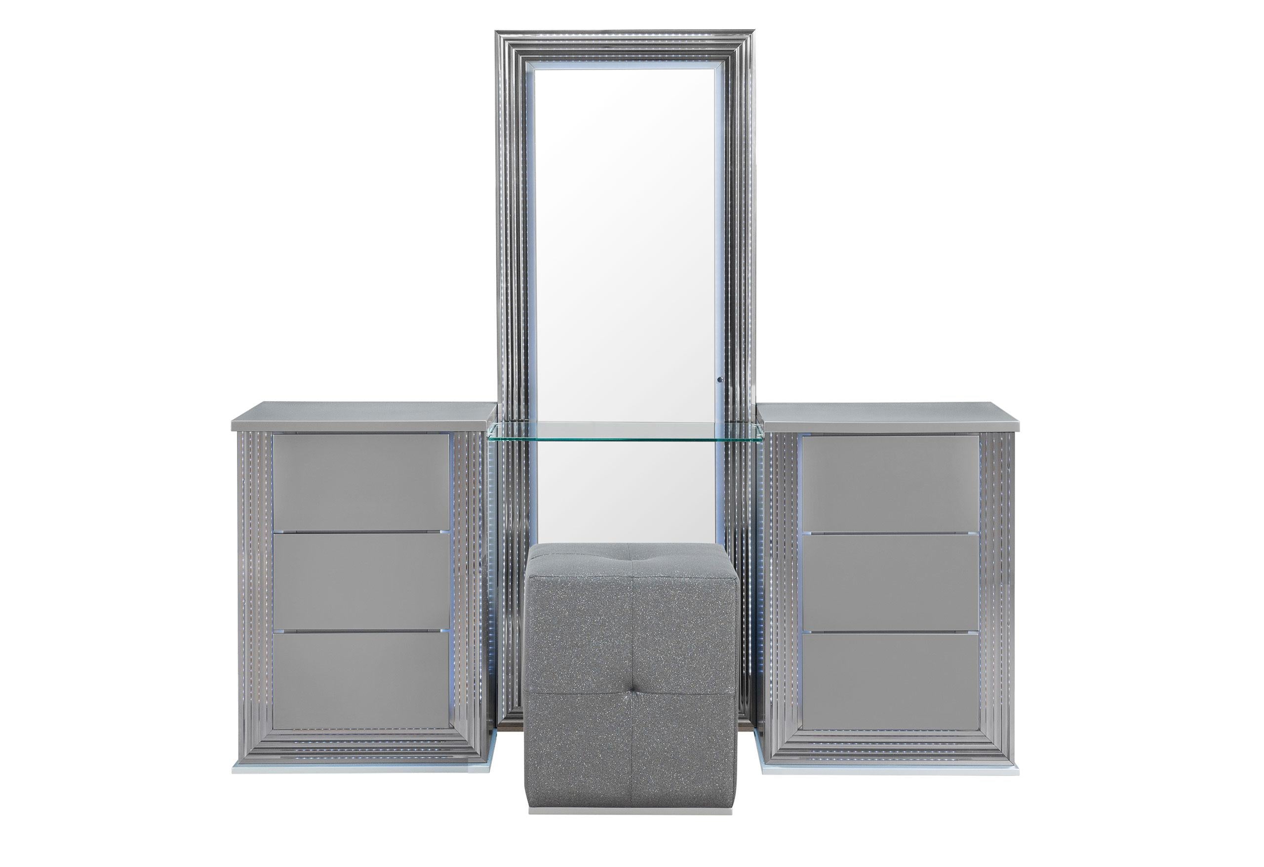YLIME SMOOTH SILVER VANITY WITH LED