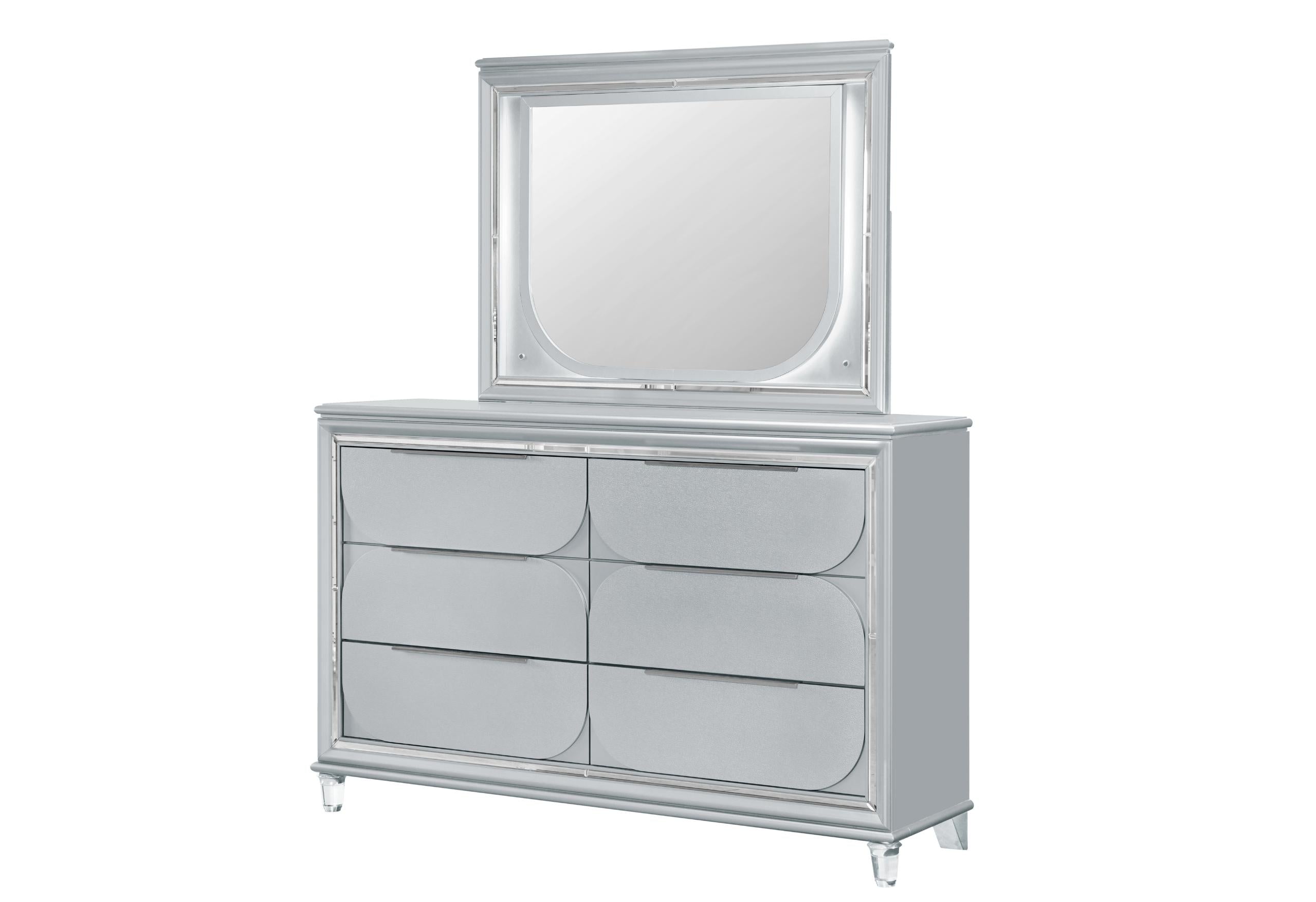 CALEB SILVER MIRROR WITH LED