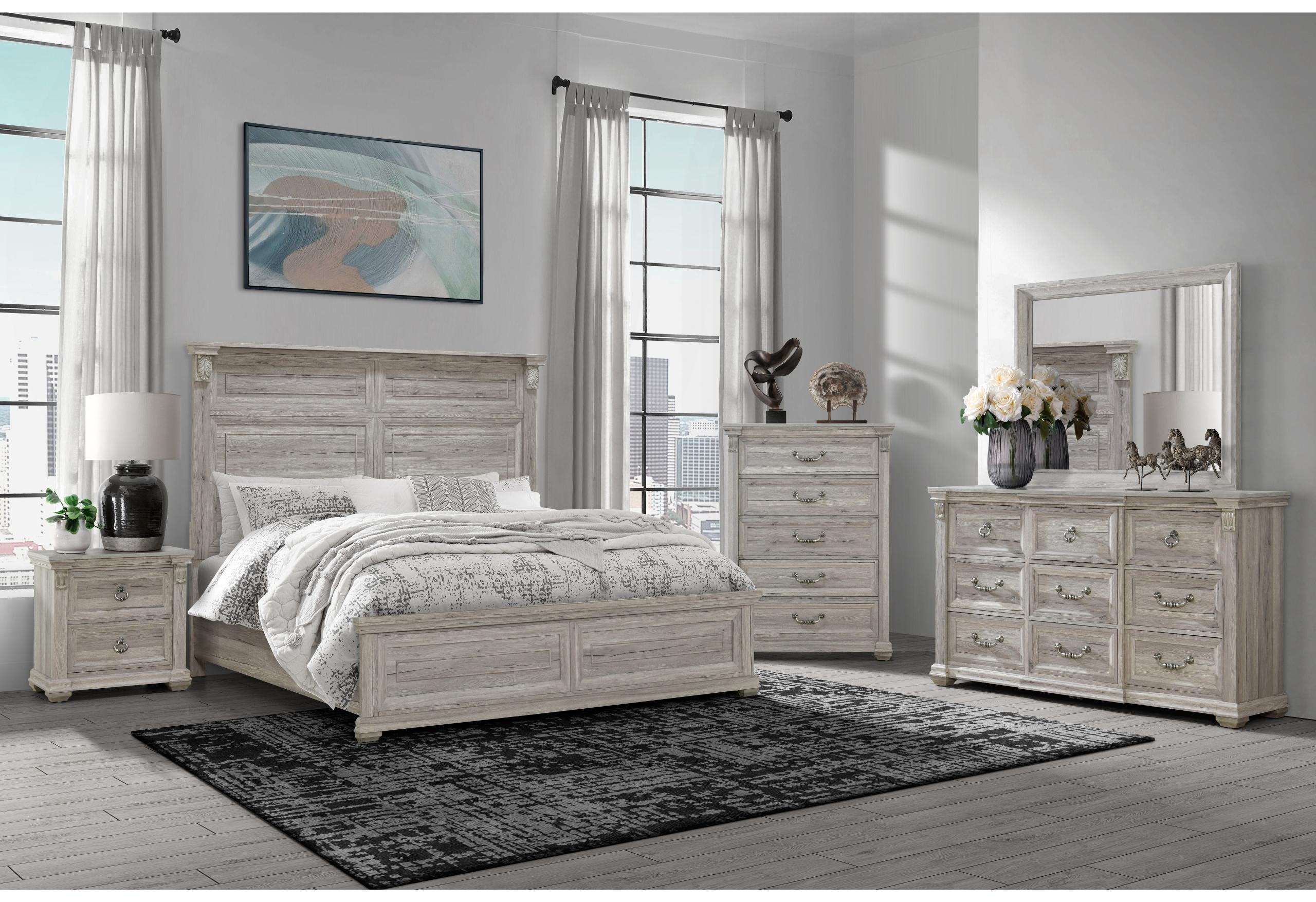TATUM NATURAL QUEEN BED GROUP WITHOUT STORAGE