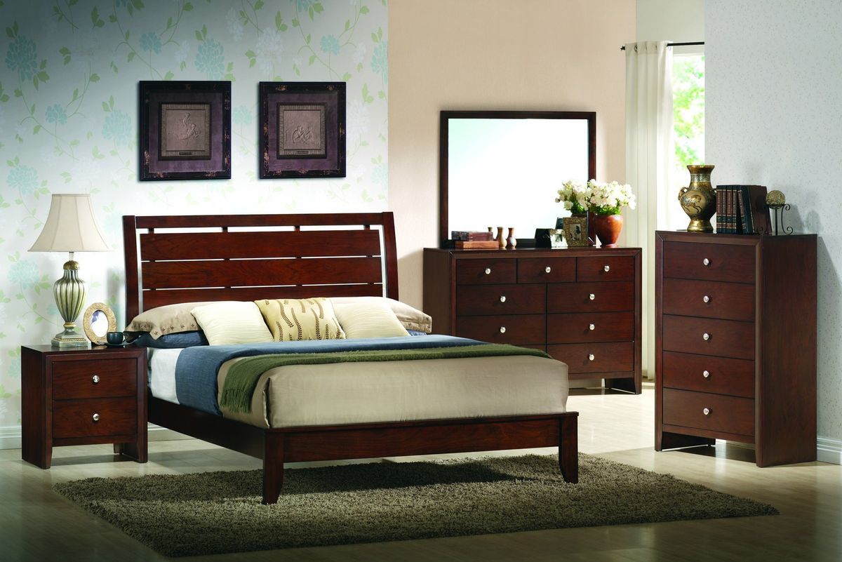 Crown Mark Furniture Evan Dresser Mirror in Warm Brown