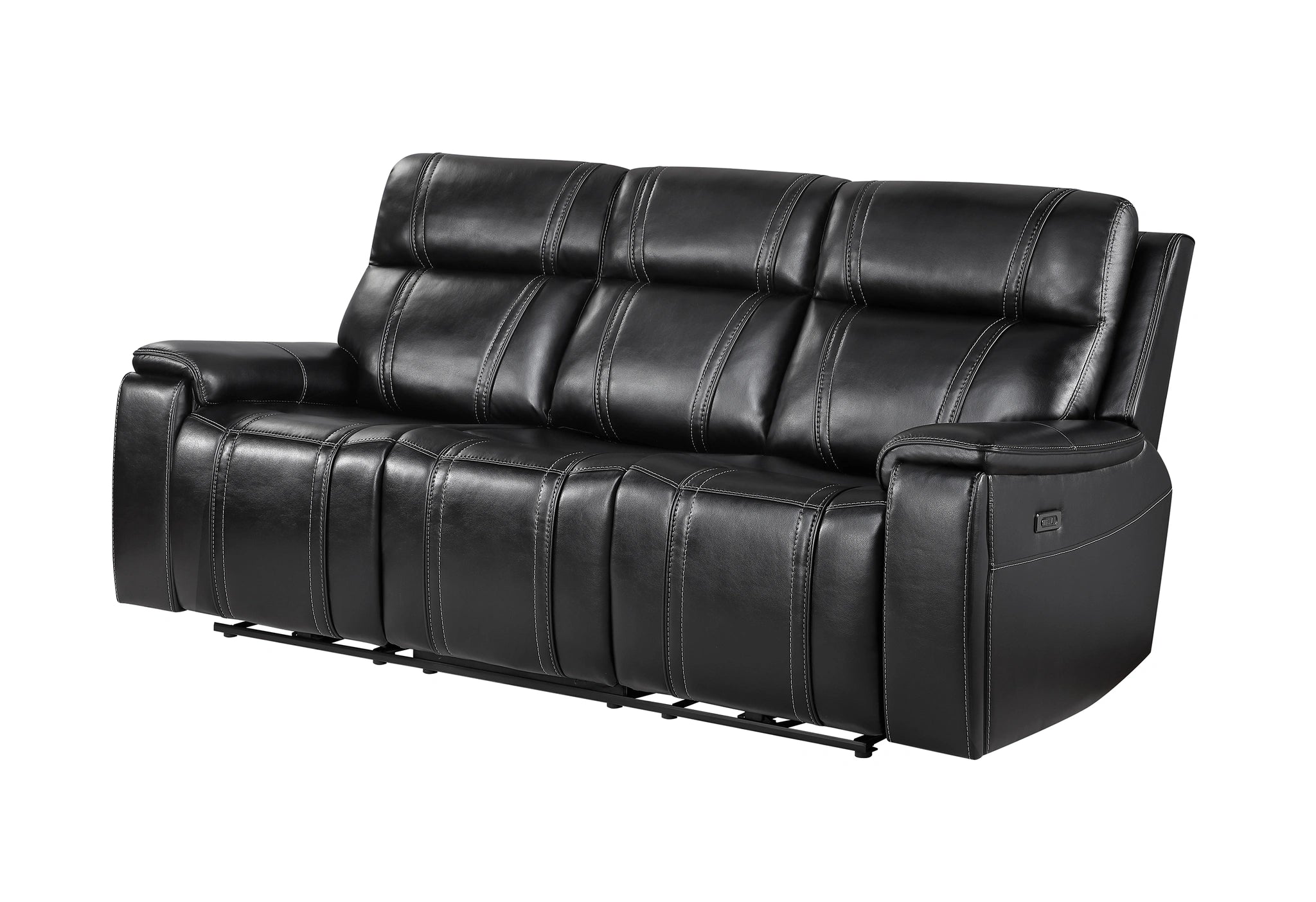 U8881 Black Leather Power Reclining Sofa with Immerse Sound