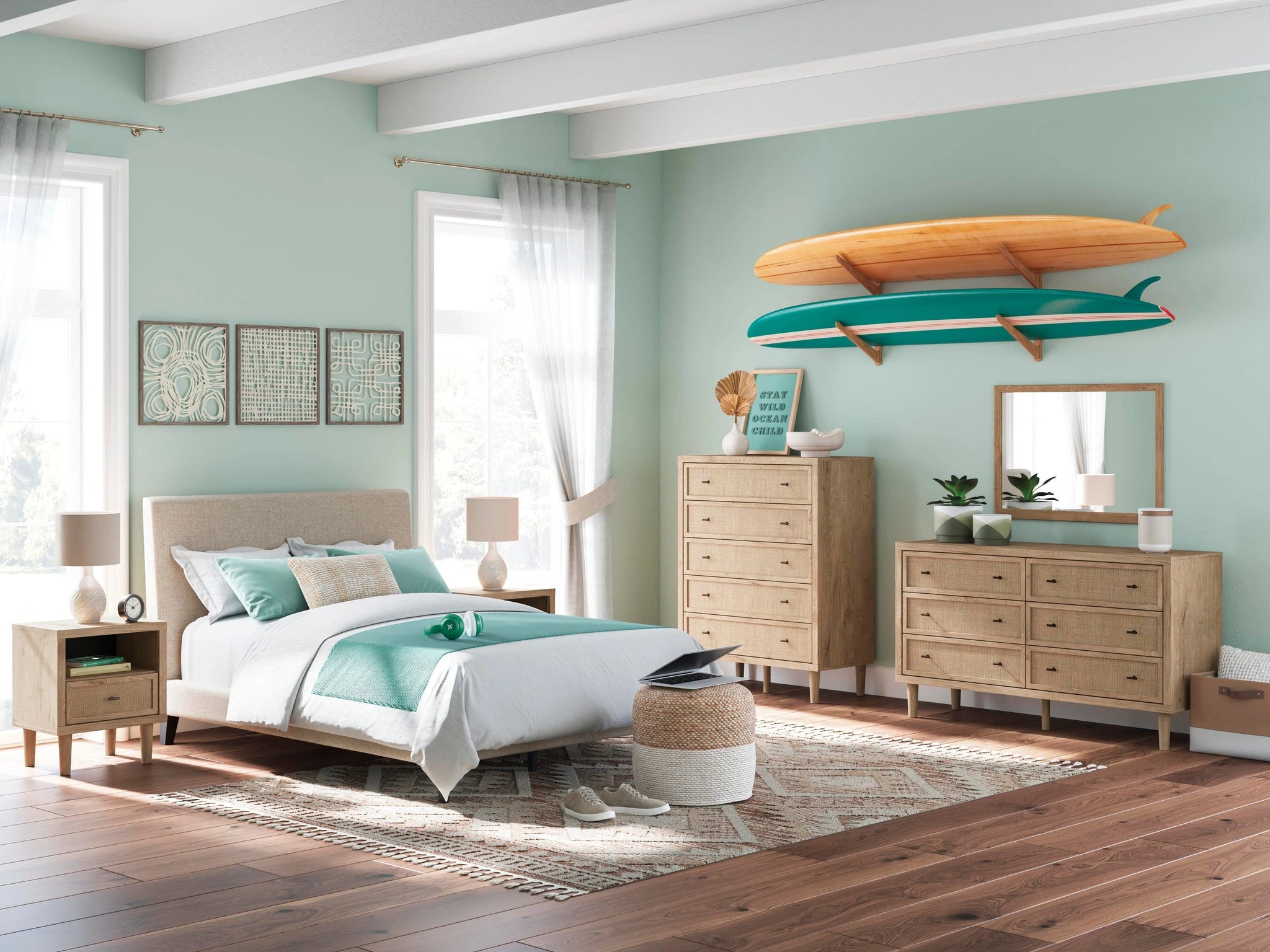 Cielden Upholstered Bed with Roll Slats