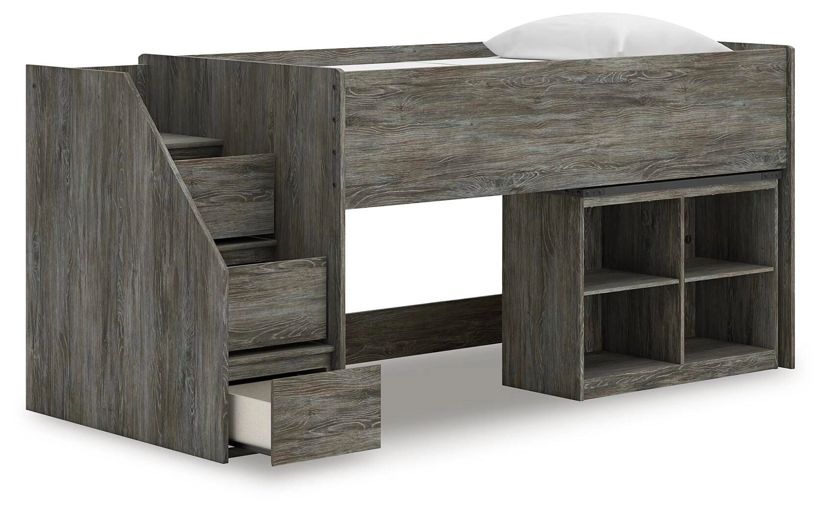 Frandern Loft Bed with Bookcase Storage