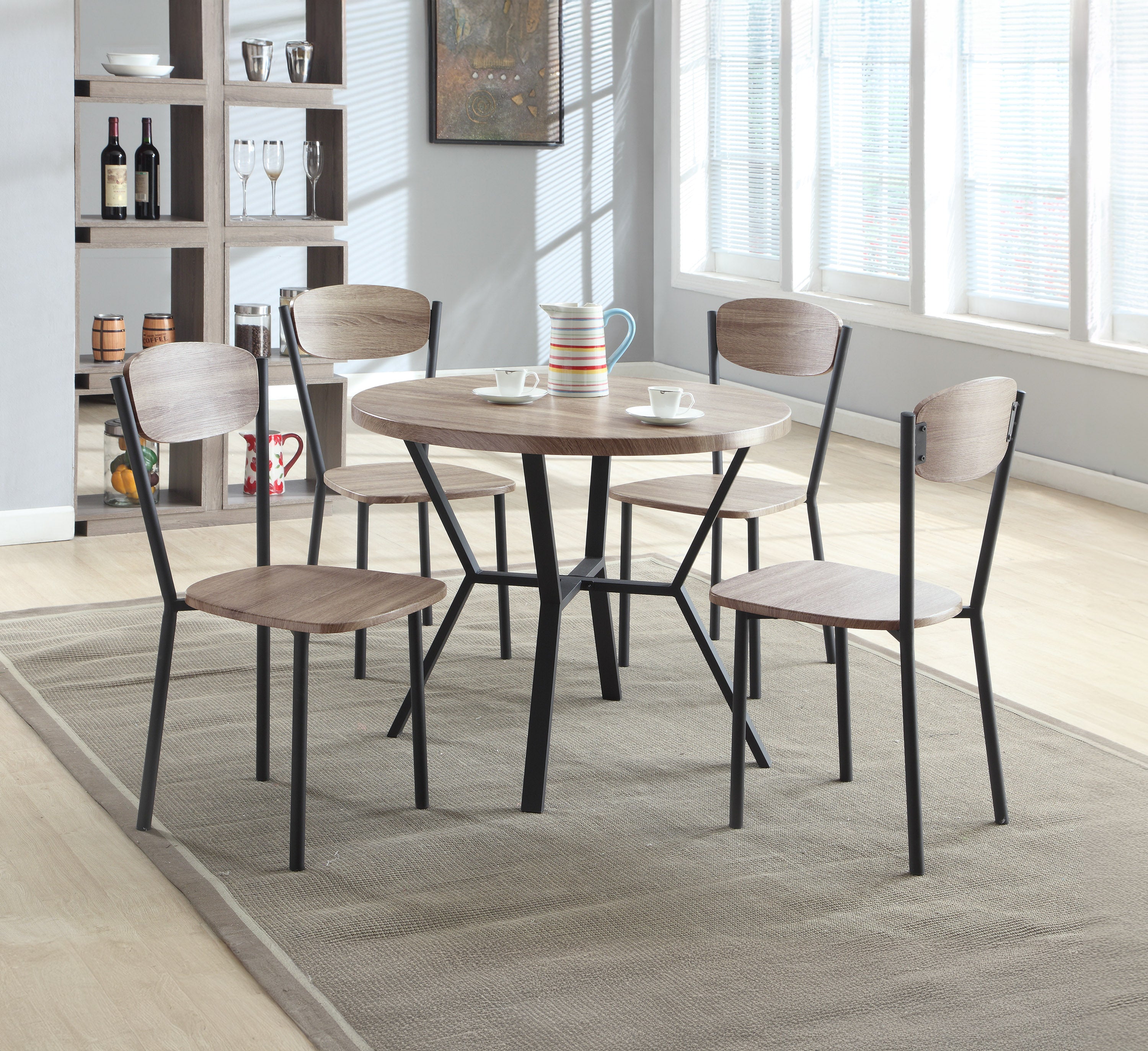 BLAKE 5PK ROUND DINING SET GREYWASH