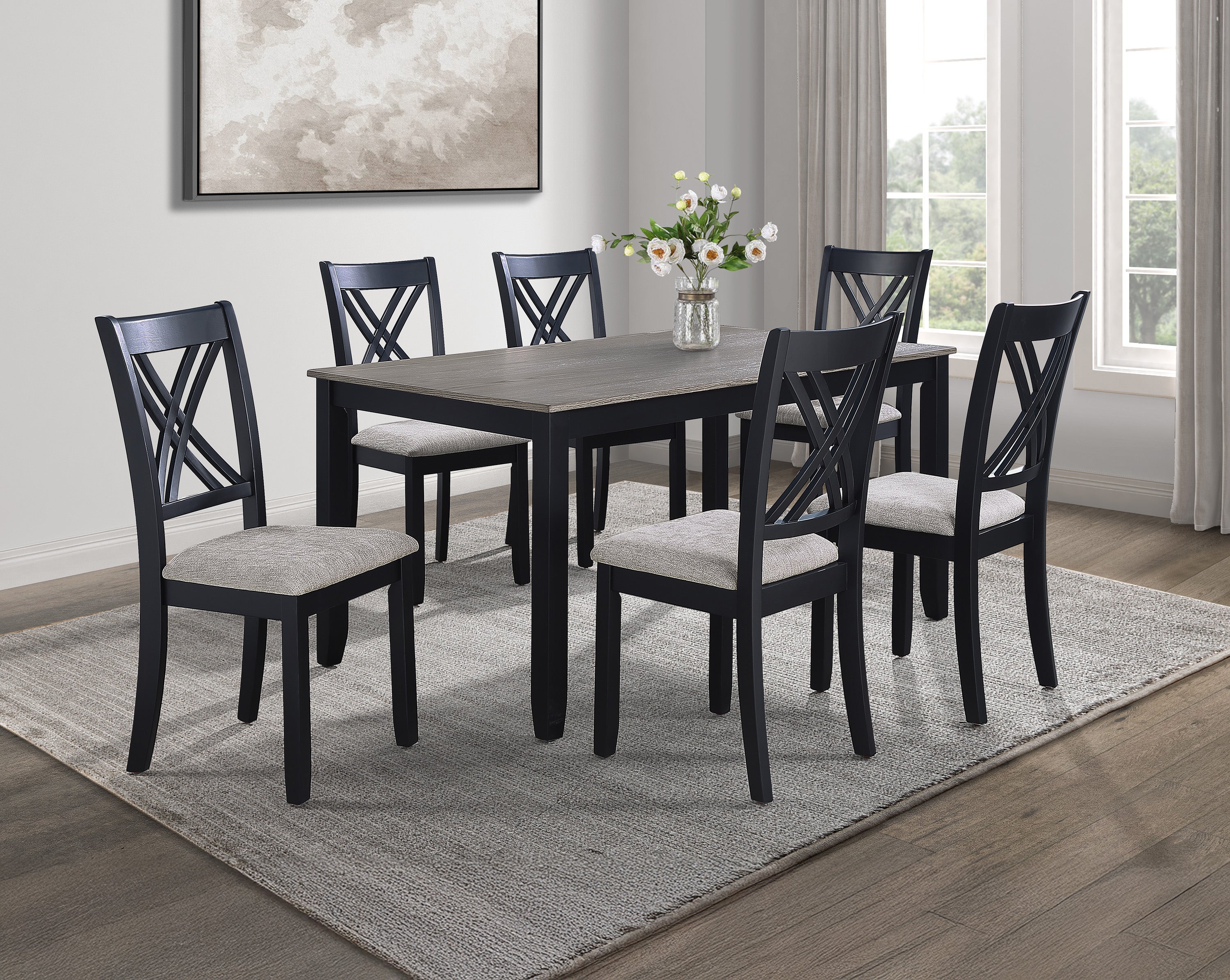 Eloise 7-Pc Dinette Set Light Grey